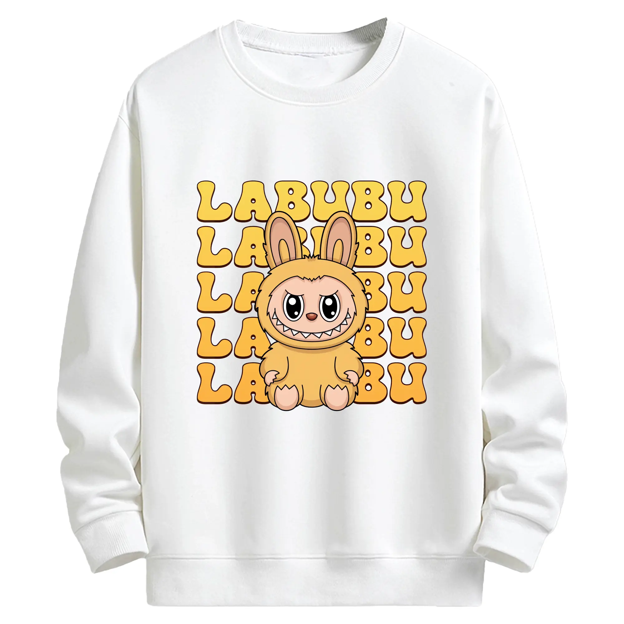 ラブブ グッズ ラブブ - キッズ クルーネックスウェットシャツ ・ フロントプリント ・ 綿80％ ポリエステル20％ ・ 快適 通学 スポーツ 日常使い お散歩用