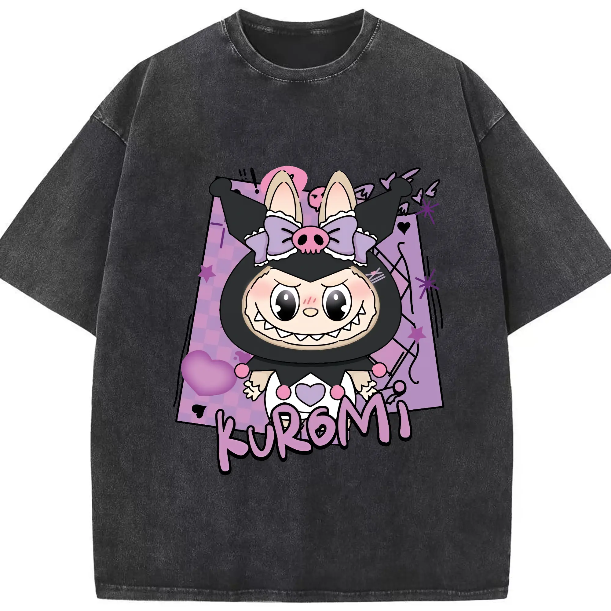 ラブブ グッズ ラブブ - 綿100％ ヴィンテージ風 半袖Tシャツ ・ フロントプリント ・ 柔らか肌触り ・ 通気性 快適 ・ スポーツ カジュアル 外出用