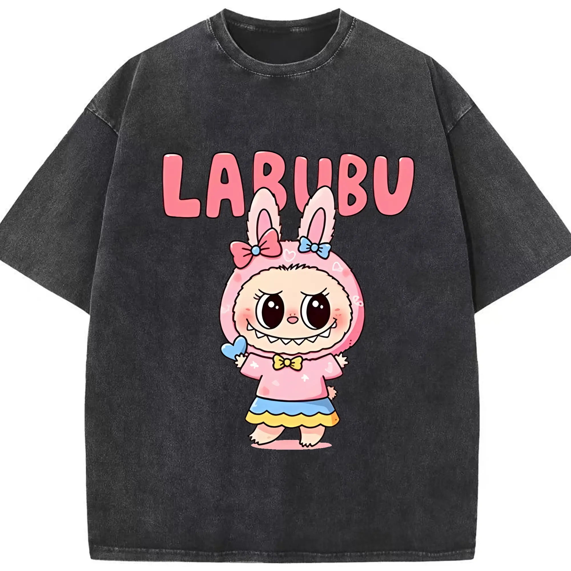 ラブブ グッズ ラブブ - 綿100％ ヴィンテージ風 半袖Tシャツ ・ フロントプリント ・ 柔らか肌触り ・ 通気性 快適 ・ スポーツ カジュアル 外出用