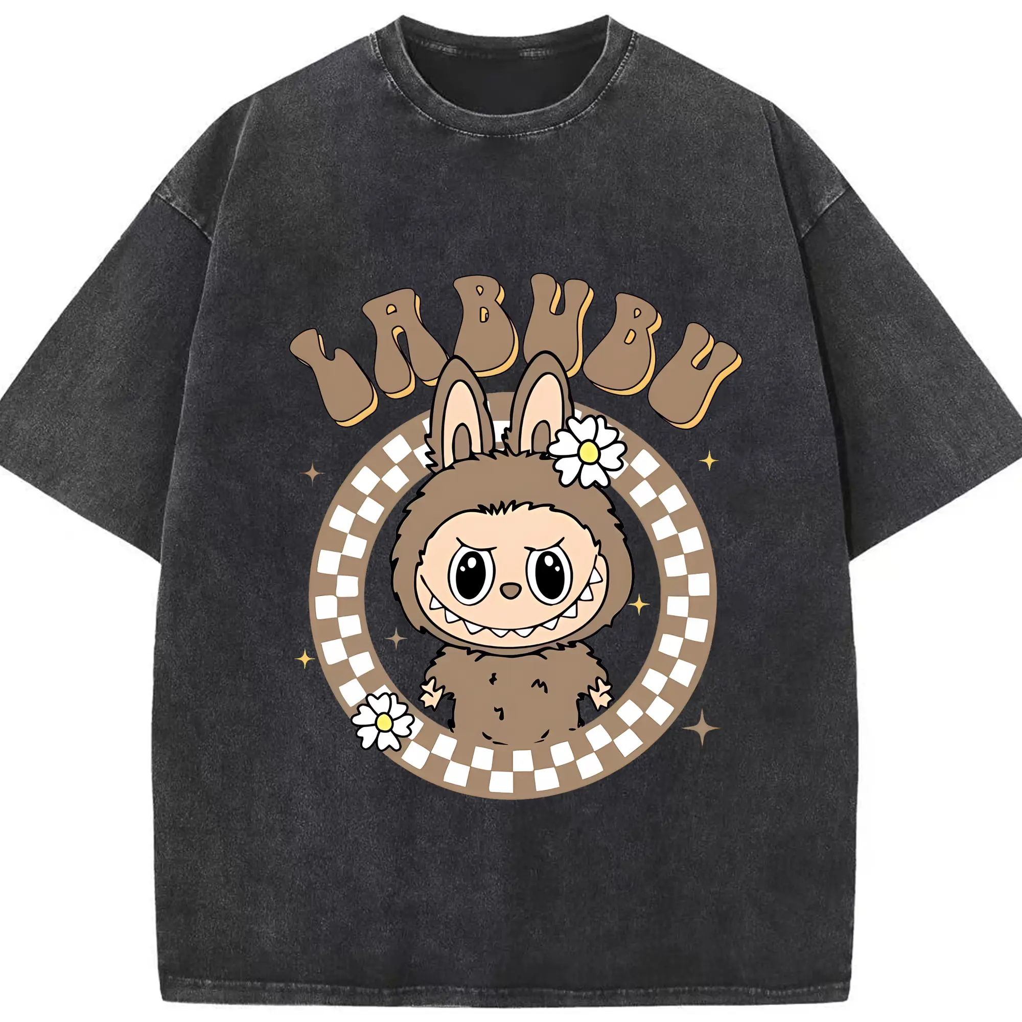 ラブブ グッズ ラブブ - 綿100％ ヴィンテージ風 半袖Tシャツ ・ フロントプリント ・ 柔らか肌触り ・ 通気性 快適 ・ スポーツ カジュアル 外出用
