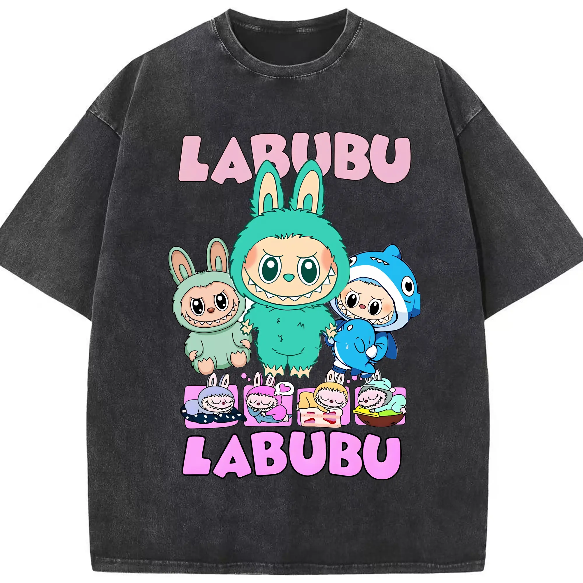 ラブブ グッズ ラブブ - 綿100％ ヴィンテージ風 半袖Tシャツ ・ フロントプリント ・ 柔らか肌触り ・ 通気性 快適 ・ スポーツ カジュアル 外出用