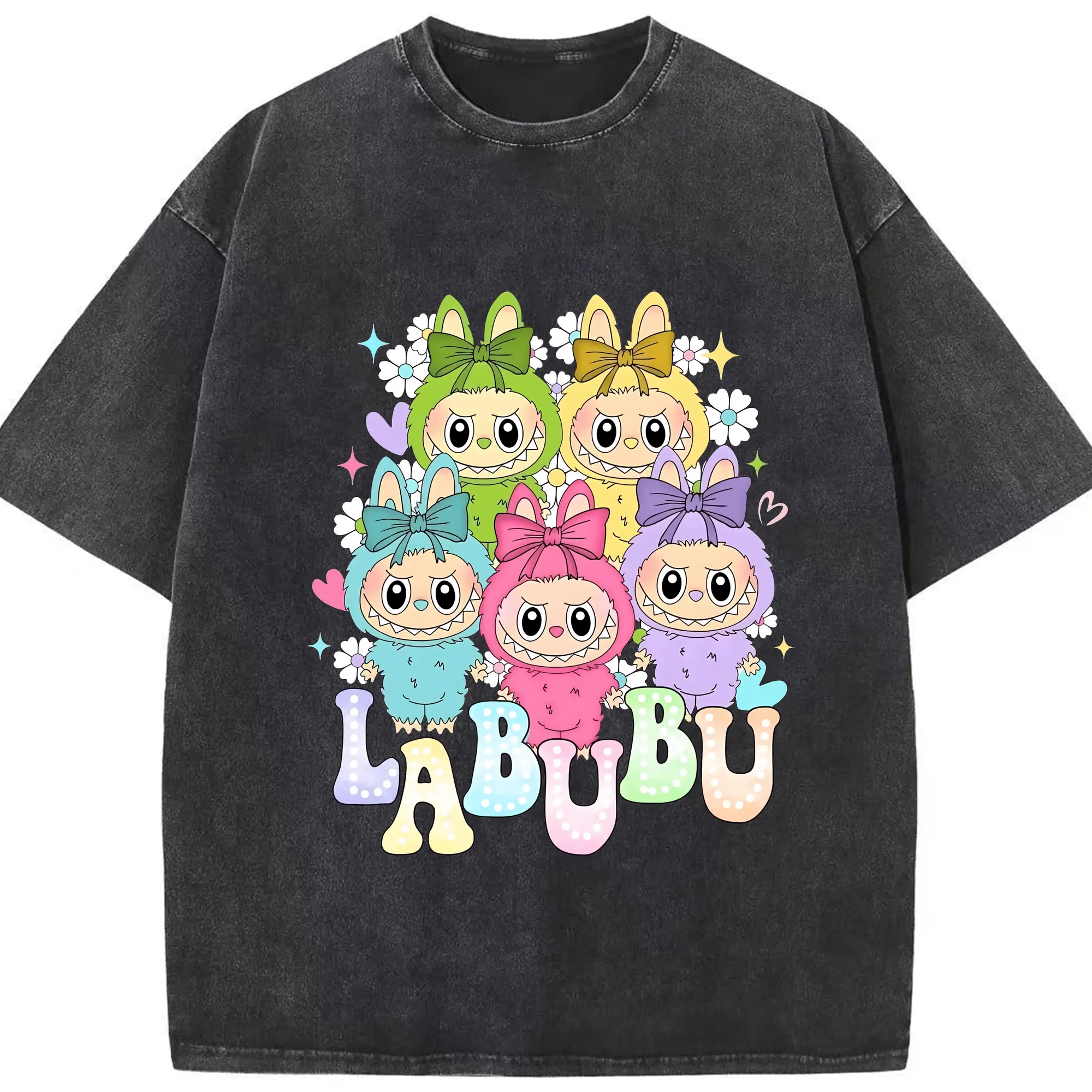 ラブブ グッズ ラブブ - 綿100％ ヴィンテージ風 半袖Tシャツ ・ フロントプリント ・ 柔らか肌触り ・ 通気性 快適 ・ スポーツ カジュアル 外出用