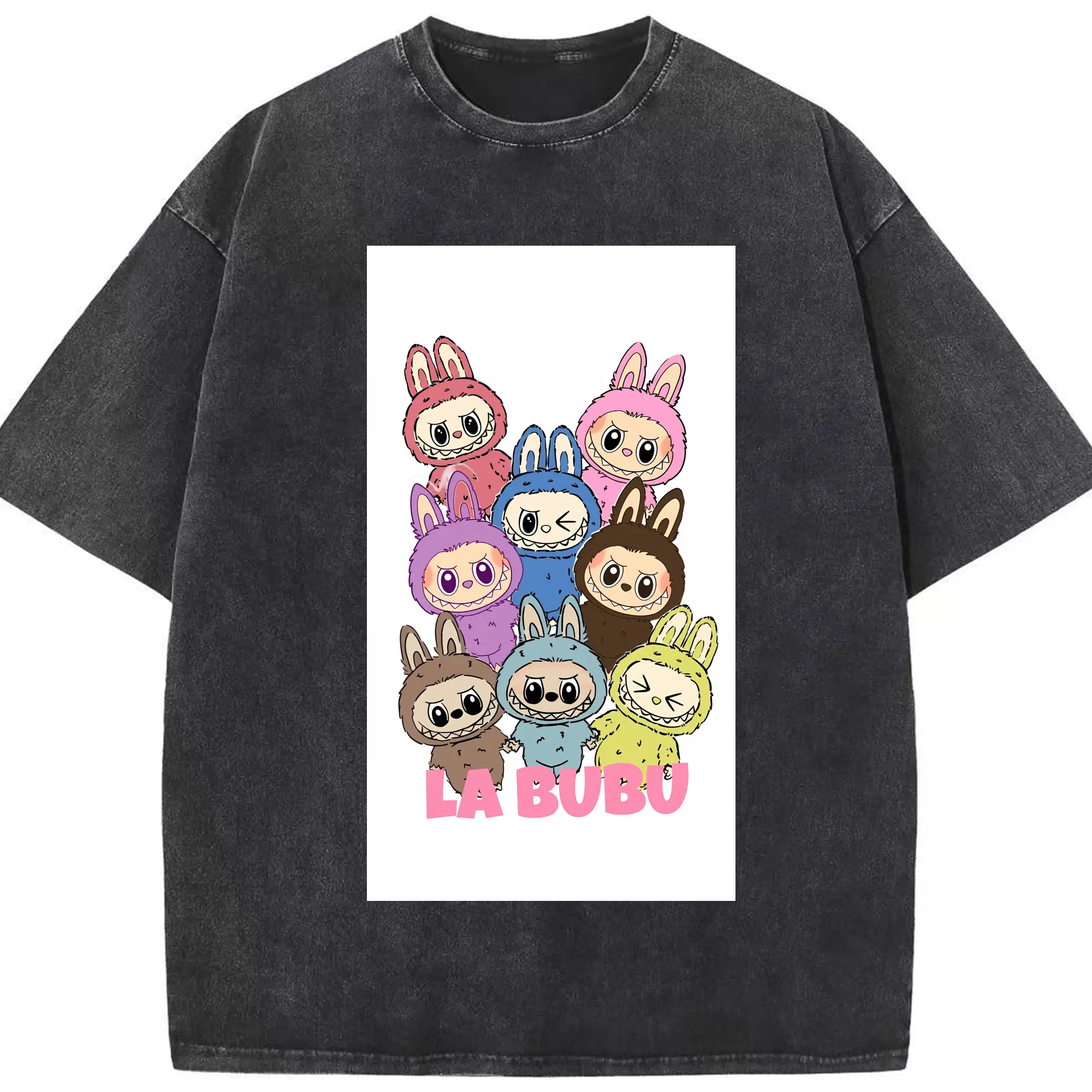 ラブブ グッズ ラブブ - 綿100％ ヴィンテージ風 半袖Tシャツ ・ フロントプリント ・ 柔らか肌触り ・ 通気性 快適 ・ スポーツ カジュアル 外出用