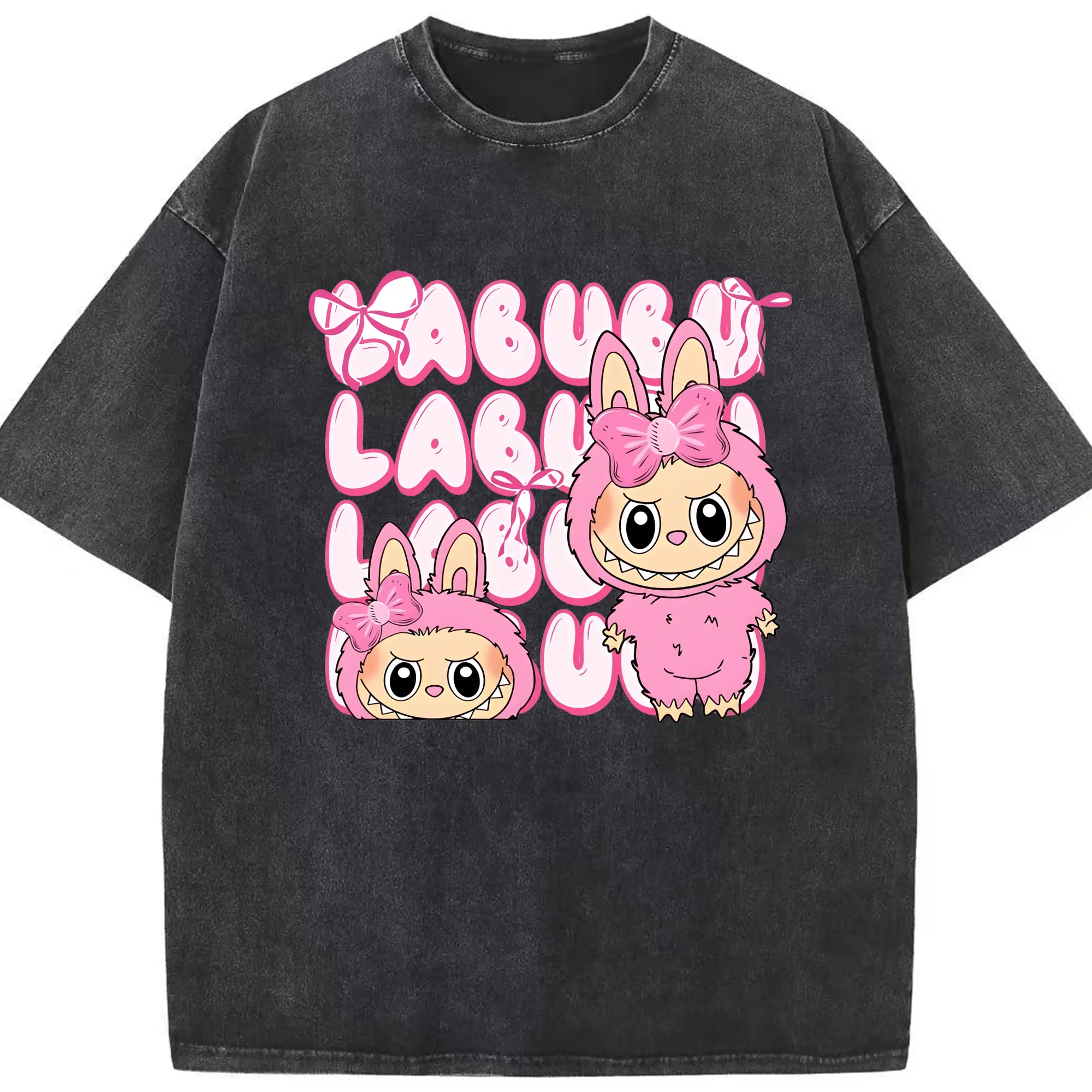 ラブブ グッズ ラブブ - 綿100％ ヴィンテージ風 半袖Tシャツ ・ フロントプリント ・ 柔らか肌触り ・ 通気性 快適 ・ スポーツ カジュアル 外出用