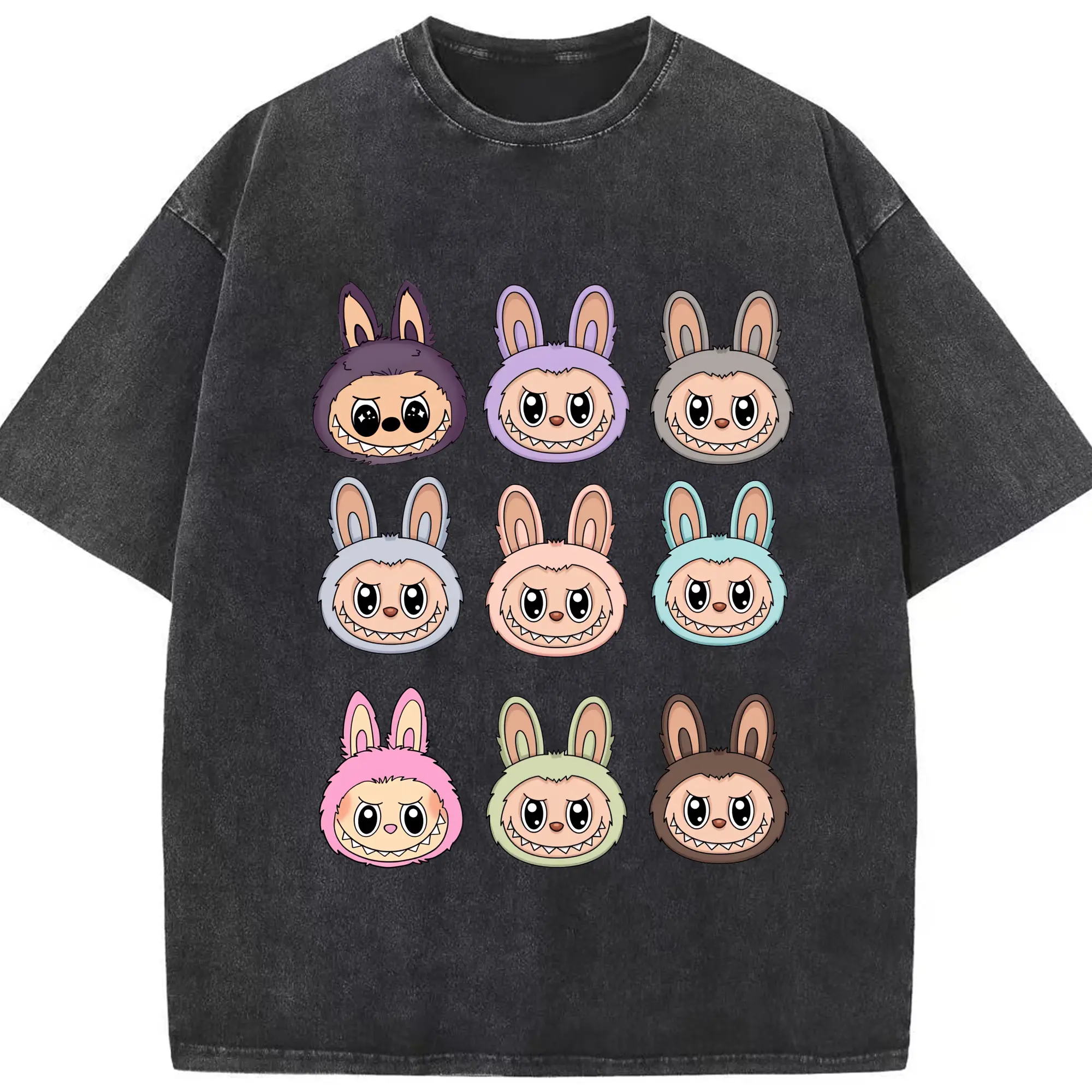 ラブブ グッズ ラブブ - 綿100％ ヴィンテージ風 半袖Tシャツ ・ フロントプリント ・ 柔らか肌触り ・ 通気性 快適 ・ スポーツ カジュアル 外出用