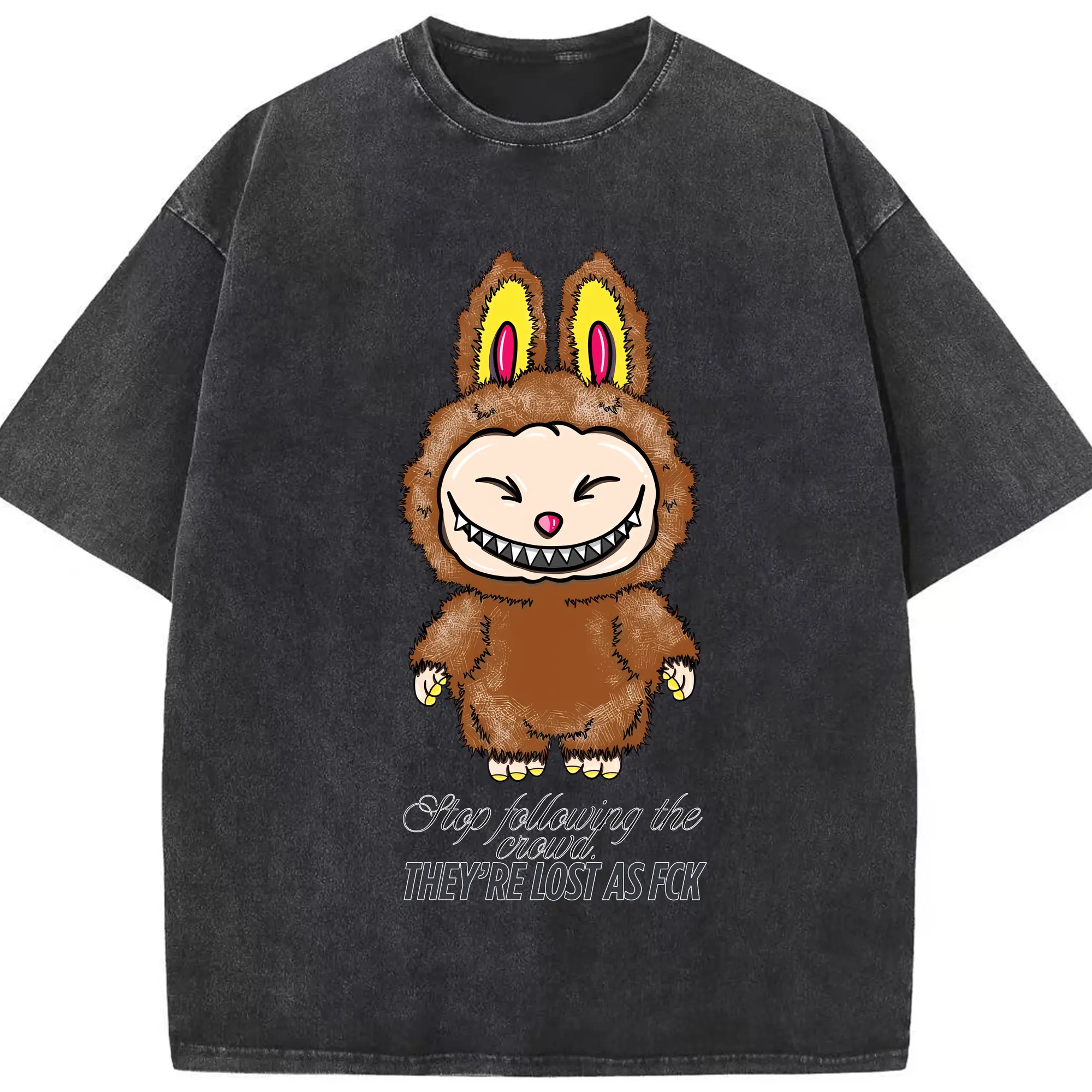 ラブブ グッズ ラブブ - 綿100％ ヴィンテージ風 半袖Tシャツ ・ フロントプリント ・ 柔らか肌触り ・ 通気性 快適 ・ スポーツ カジュアル 外出用