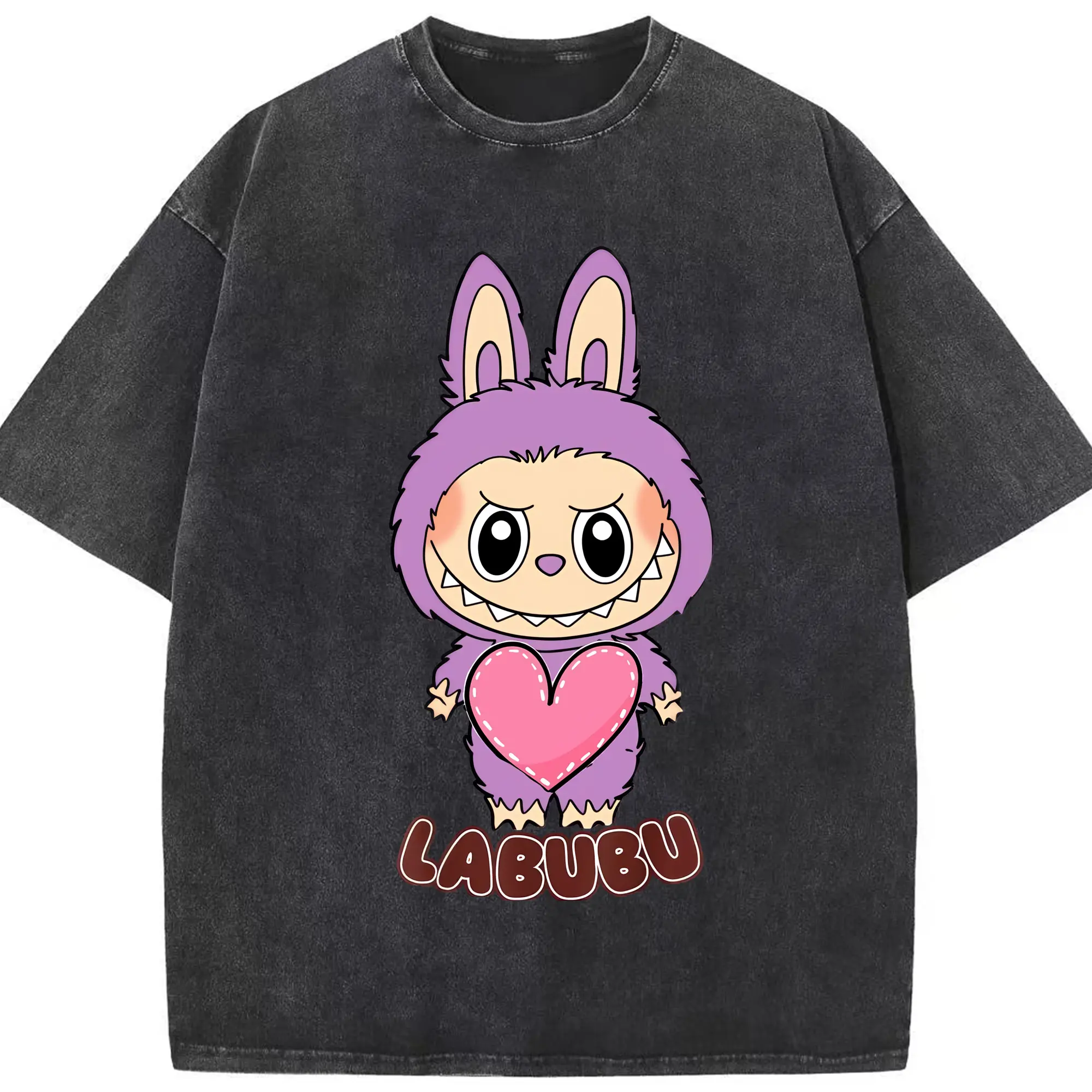 ラブブ グッズ ラブブ - 綿100％ ヴィンテージ風 半袖Tシャツ ・ フロントプリント ・ 柔らか肌触り ・ 通気性 快適 ・ スポーツ カジュアル 外出用
