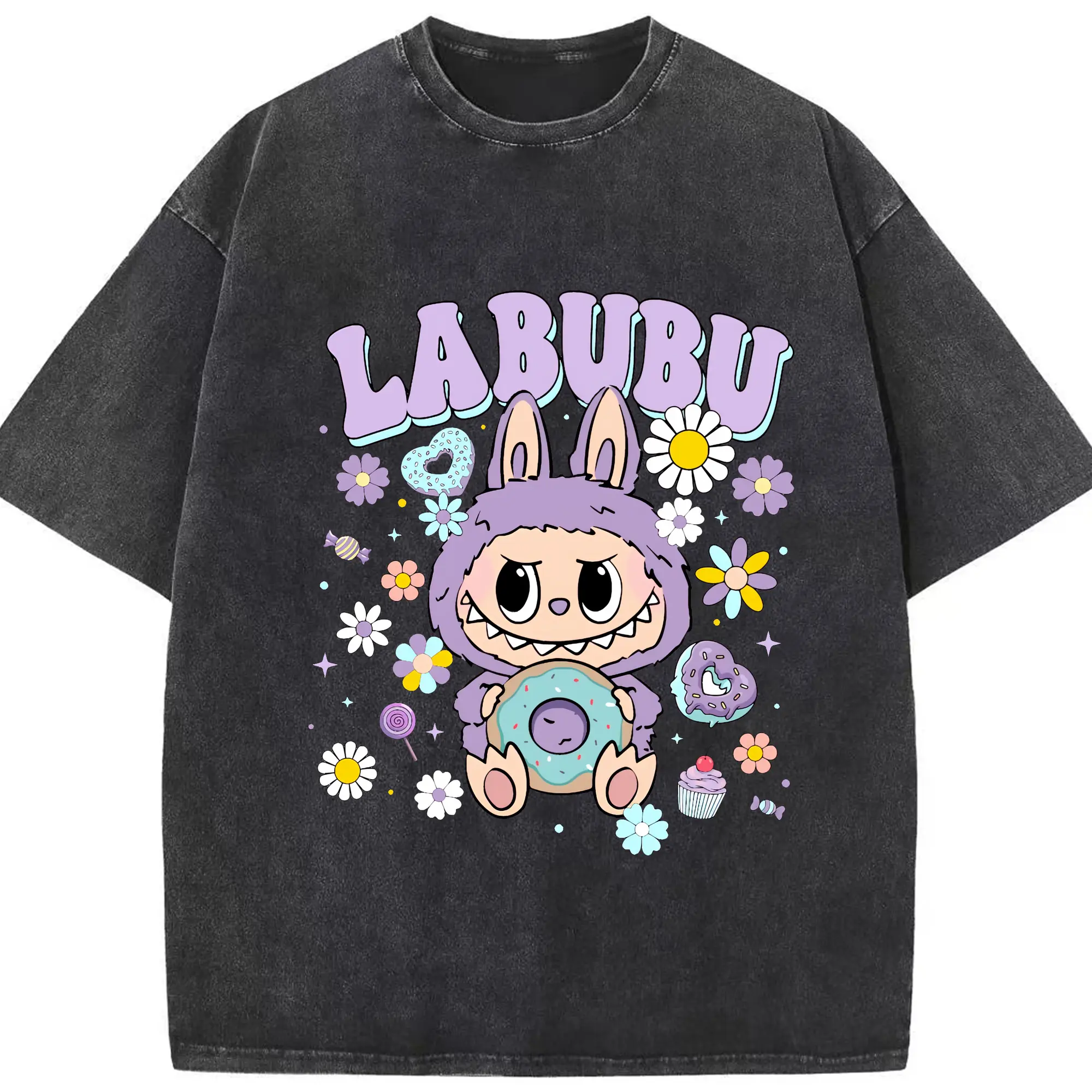 ラブブ グッズ ラブブ - 綿100％ ヴィンテージ風 半袖Tシャツ ・ フロントプリント ・ 柔らか肌触り ・ 通気性 快適 ・ スポーツ カジュアル 外出用