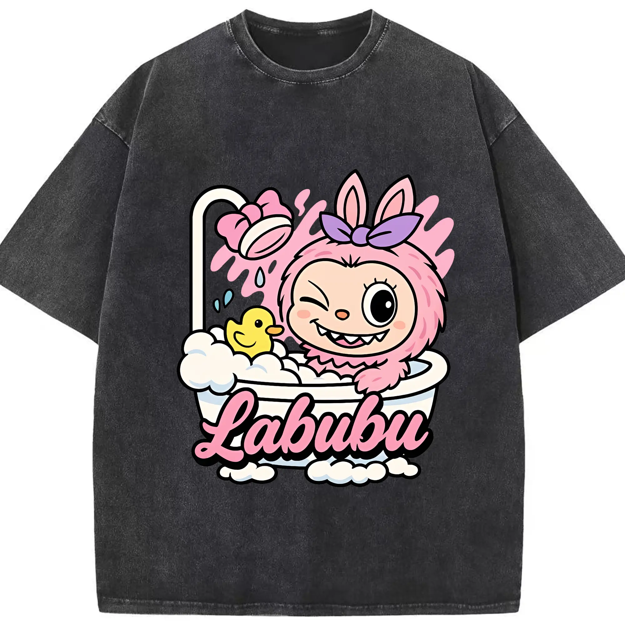 ラブブ グッズ ラブブ - 綿100％ ヴィンテージ風 半袖Tシャツ ・ フロントプリント ・ 柔らか肌触り ・ 通気性 快適 ・ スポーツ カジュアル 外出用