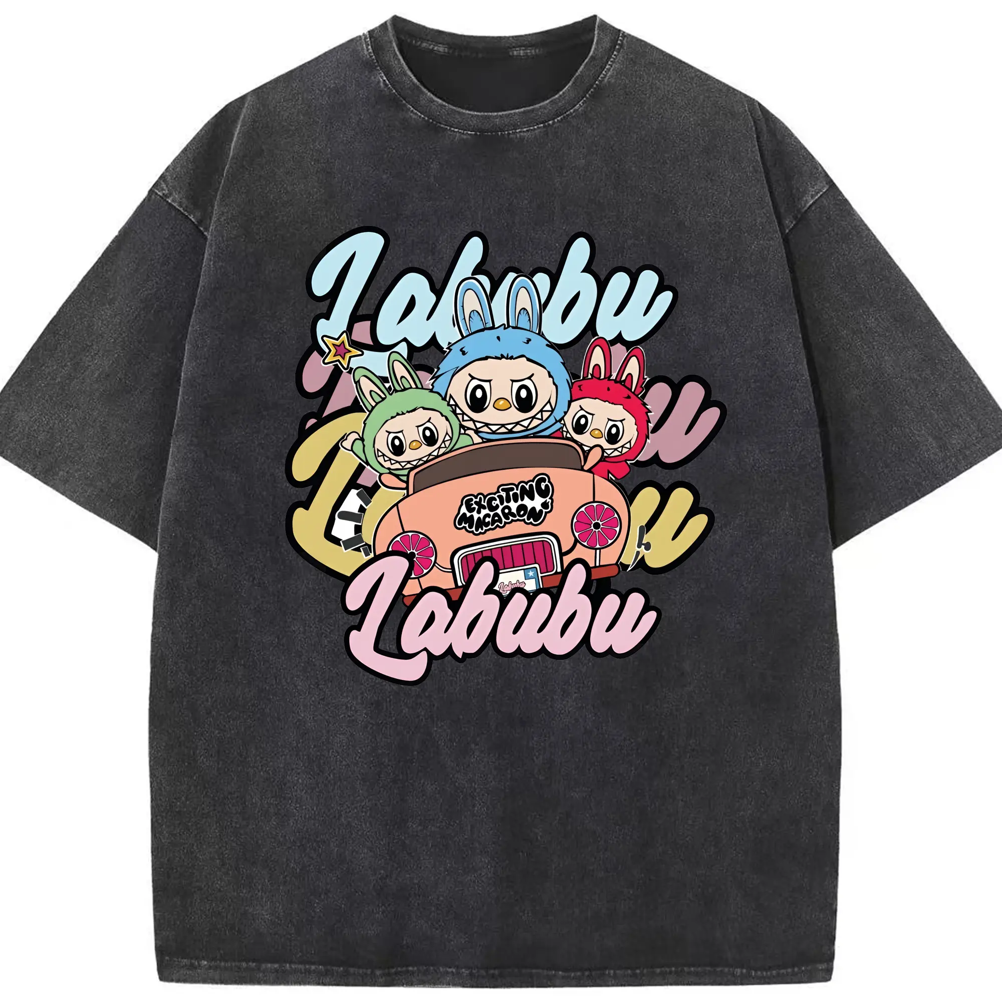 ラブブ グッズ ラブブ - 綿100％ ヴィンテージ風 半袖Tシャツ ・ フロントプリント ・ 柔らか肌触り ・ 通気性 快適 ・ スポーツ カジュアル 外出用