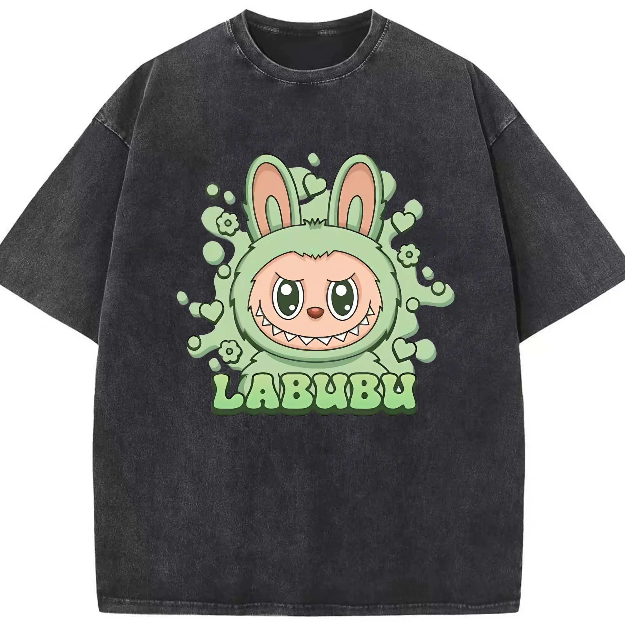 ラブブ グッズ ラブブ - 綿100％ ヴィンテージ風 半袖Tシャツ ・ フロントプリント ・ 柔らか肌触り ・ 通気性 快適 ・ スポーツ カジュアル 外出用