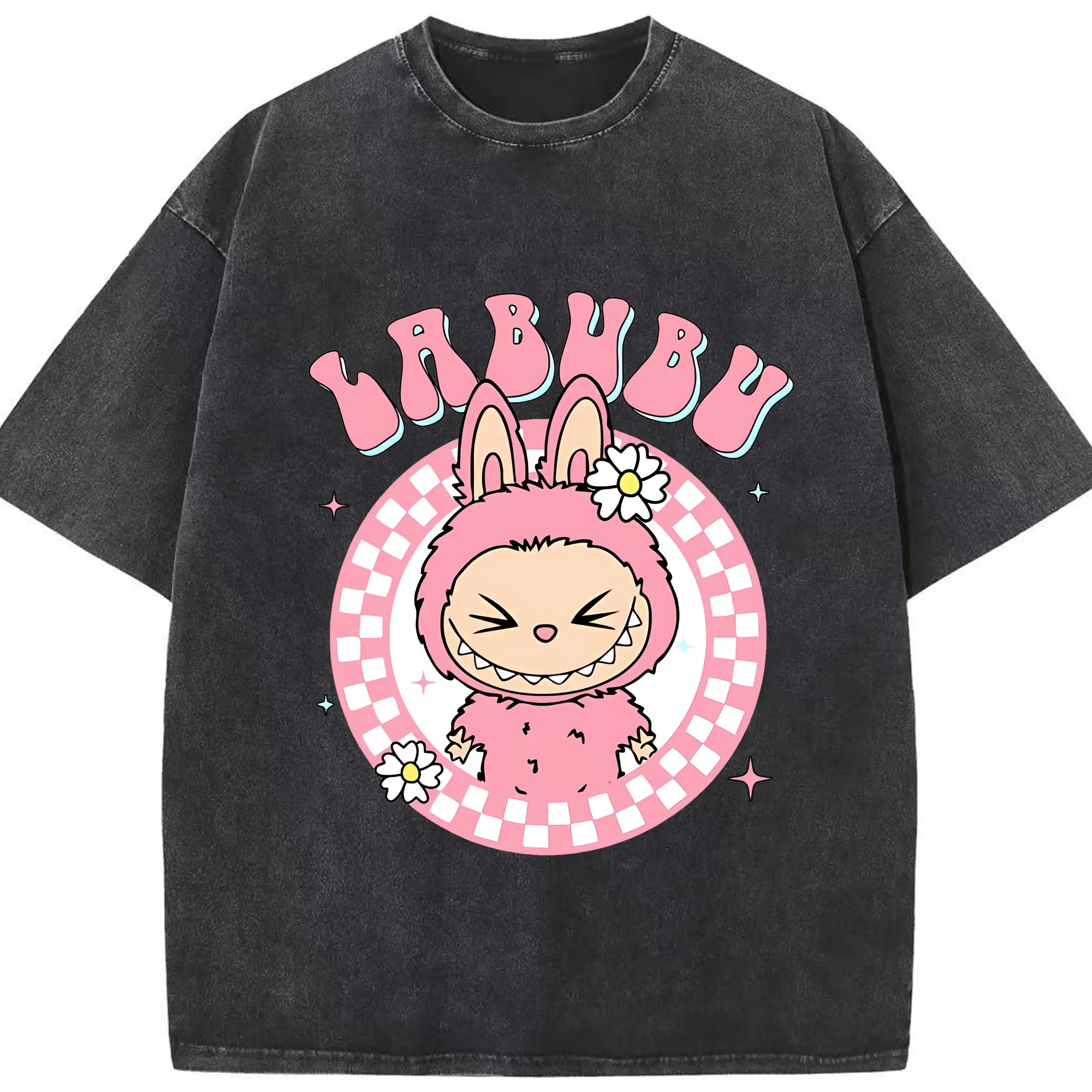 ラブブ グッズ ラブブ - 綿100％ ヴィンテージ風 半袖Tシャツ ・ フロントプリント ・ 柔らか肌触り ・ 通気性 快適 ・ スポーツ カジュアル 外出用