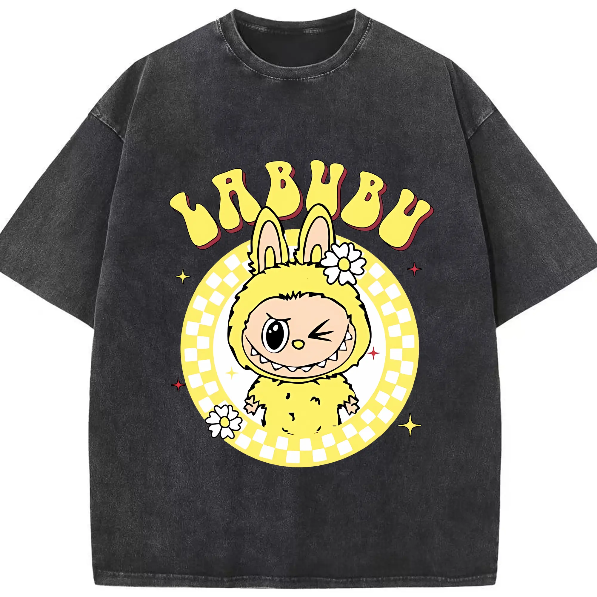 ラブブ グッズ ラブブ - 綿100％ ヴィンテージ風 半袖Tシャツ ・ フロントプリント ・ 柔らか肌触り ・ 通気性 快適 ・ スポーツ カジュアル 外出用