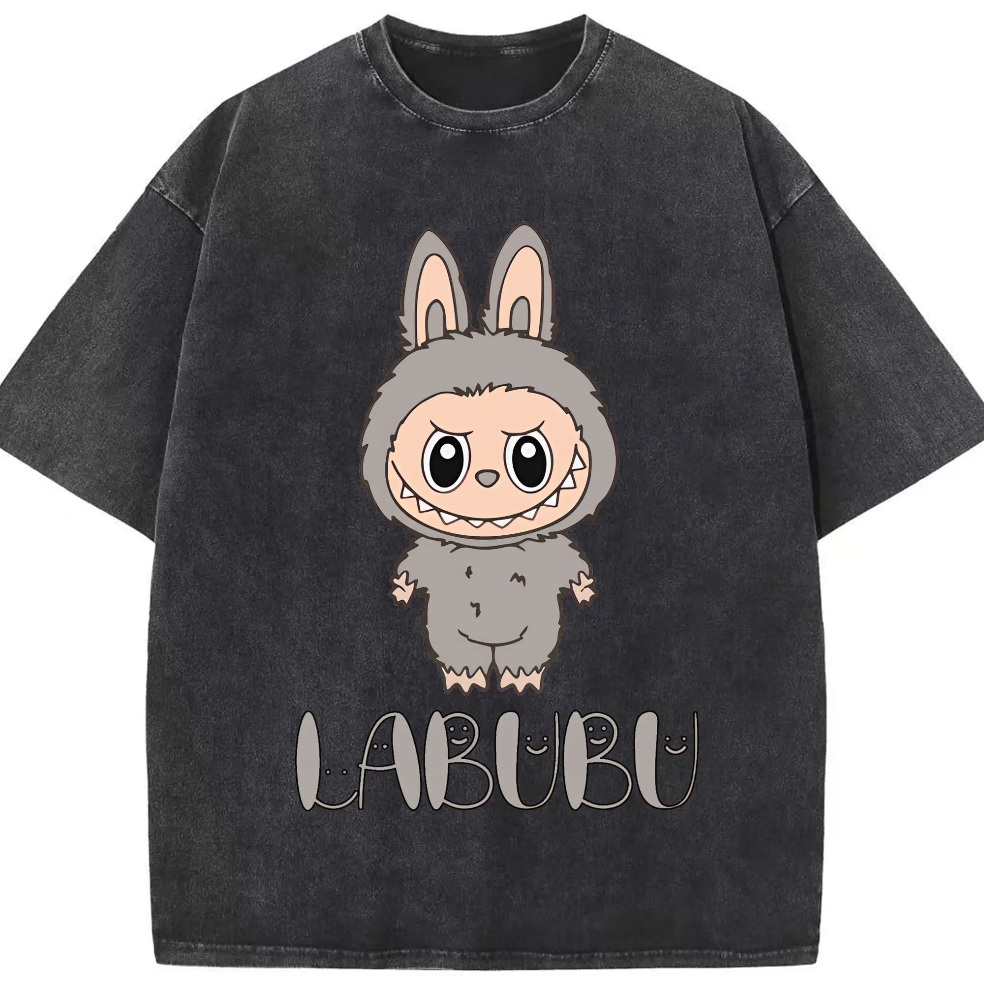 ラブブ グッズ ラブブ - 綿100％ ヴィンテージ風 半袖Tシャツ ・ フロントプリント ・ 柔らか肌触り ・ 通気性 快適 ・ スポーツ カジュアル 外出用