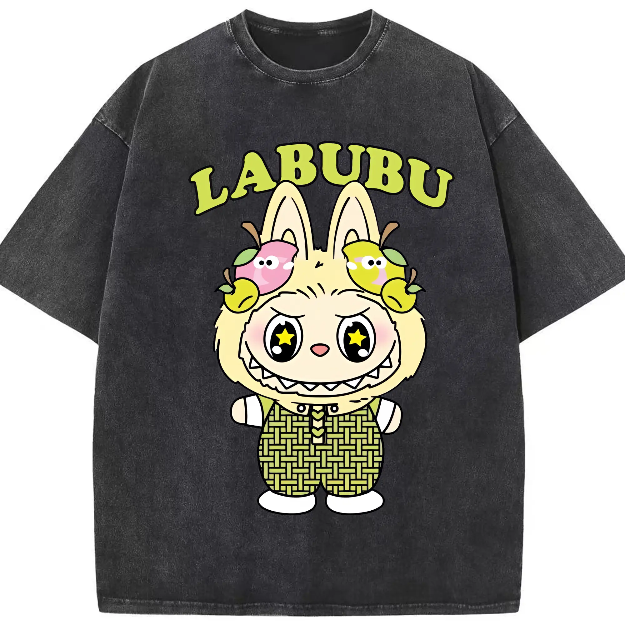 ラブブ グッズ ラブブ - 綿100％ ヴィンテージ風 半袖Tシャツ ・ フロントプリント ・ 柔らか肌触り ・ 通気性 快適 ・ スポーツ カジュアル 外出用