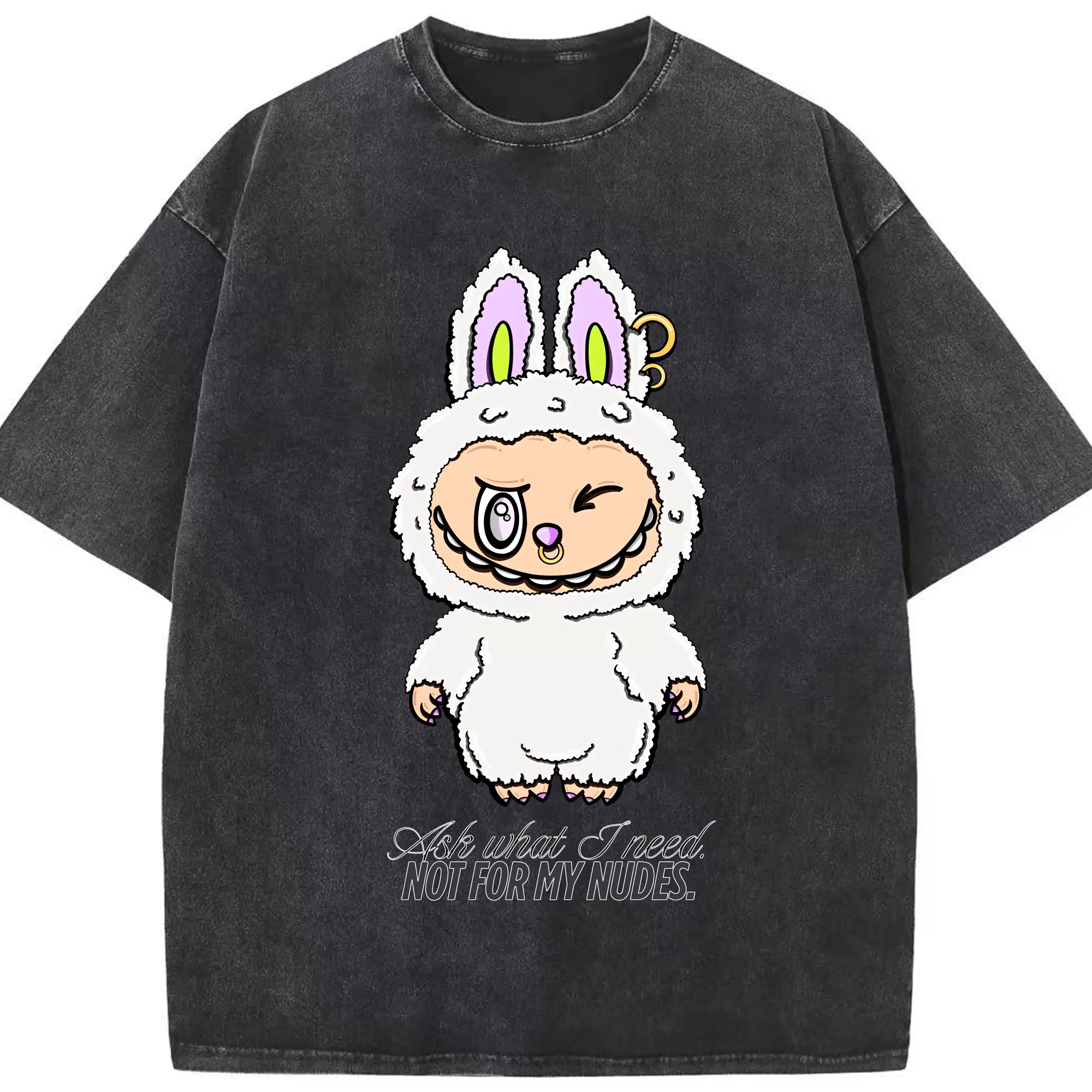 ラブブ グッズ ラブブ - 綿100％ ヴィンテージ風 半袖Tシャツ ・ フロントプリント ・ 柔らか肌触り ・ 通気性 快適 ・ スポーツ カジュアル 外出用