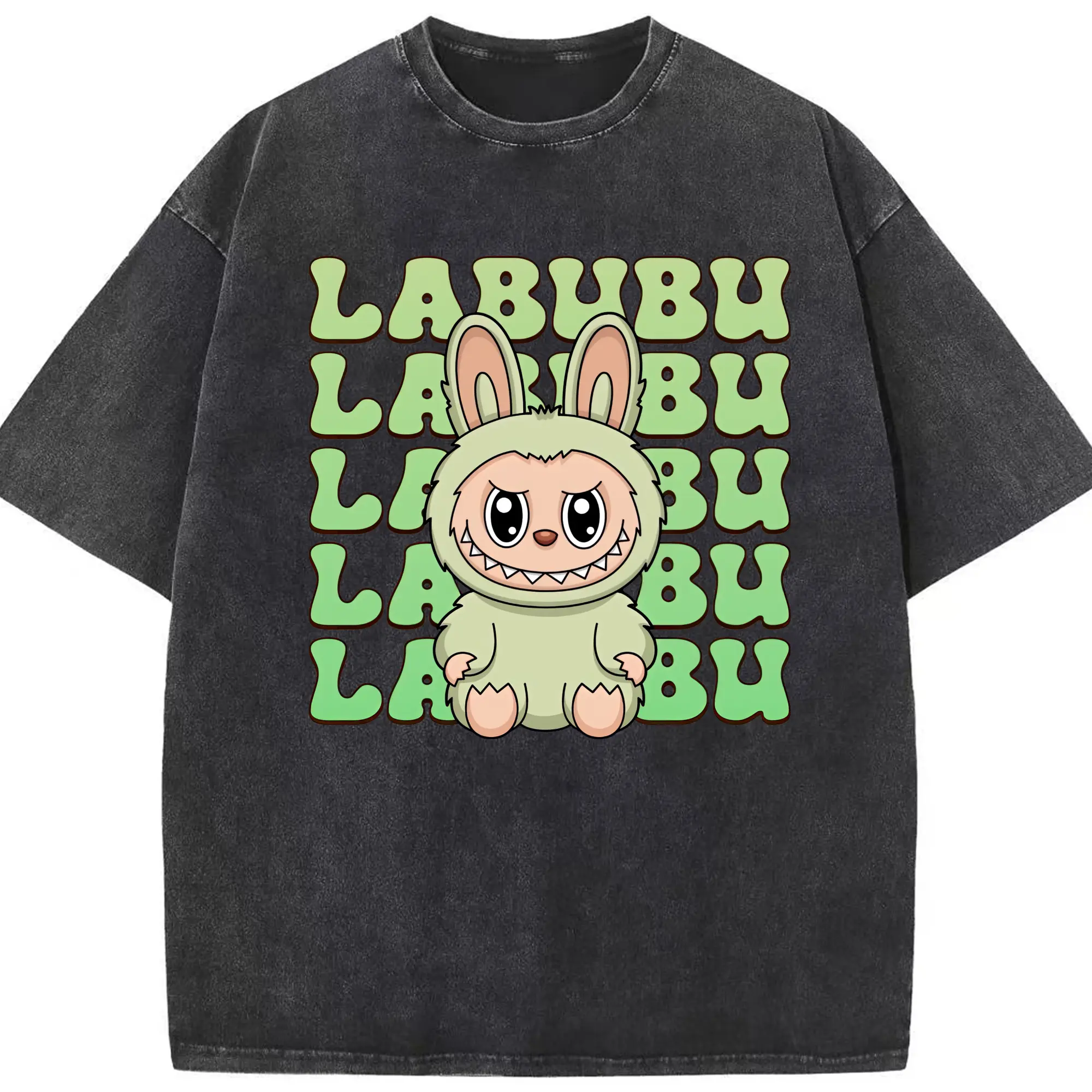 ラブブ グッズ ラブブ - 綿100％ ヴィンテージ風 半袖Tシャツ ・ フロントプリント ・ 柔らか肌触り ・ 通気性 快適 ・ スポーツ カジュアル 外出用