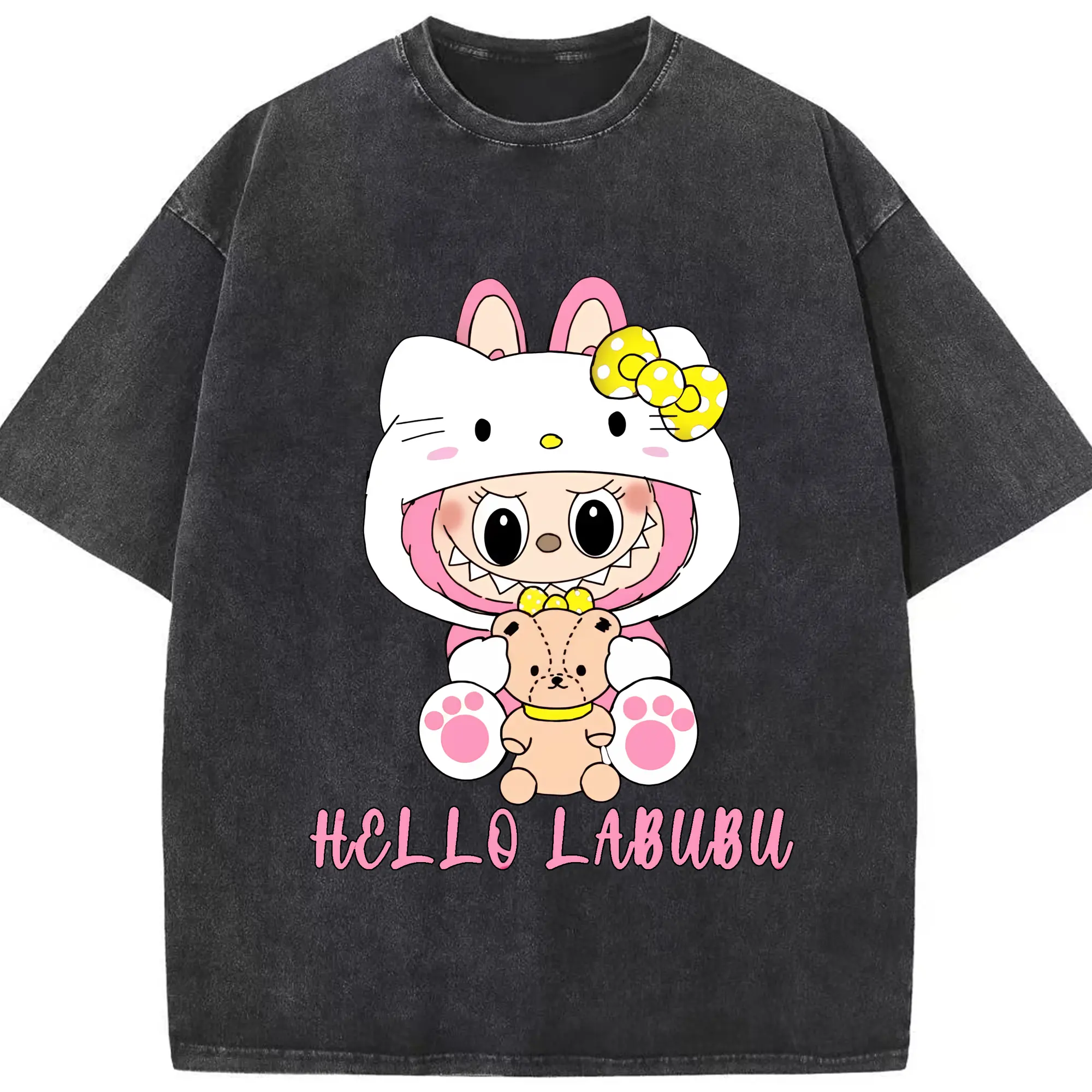 ラブブ グッズ ラブブ - 綿100％ ヴィンテージ風 半袖Tシャツ ・ フロントプリント ・ 柔らか肌触り ・ 通気性 快適 ・ スポーツ カジュアル 外出用