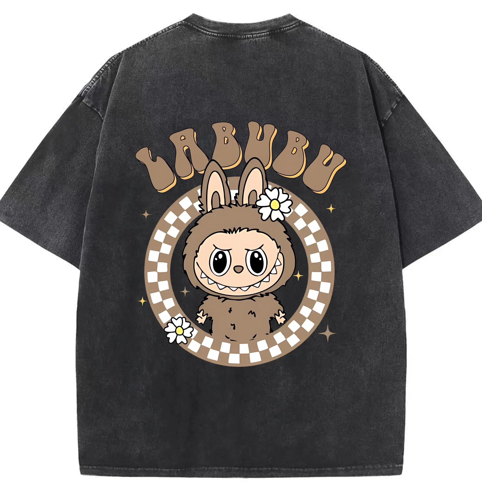 ラブブ グッズ ラブブ - 綿100％ ヴィンテージ風 半袖Tシャツ ・ 背面プリント ・ 柔らか肌触り ・ 通気性 快適 ・ スポーツ カジュアル 外出用