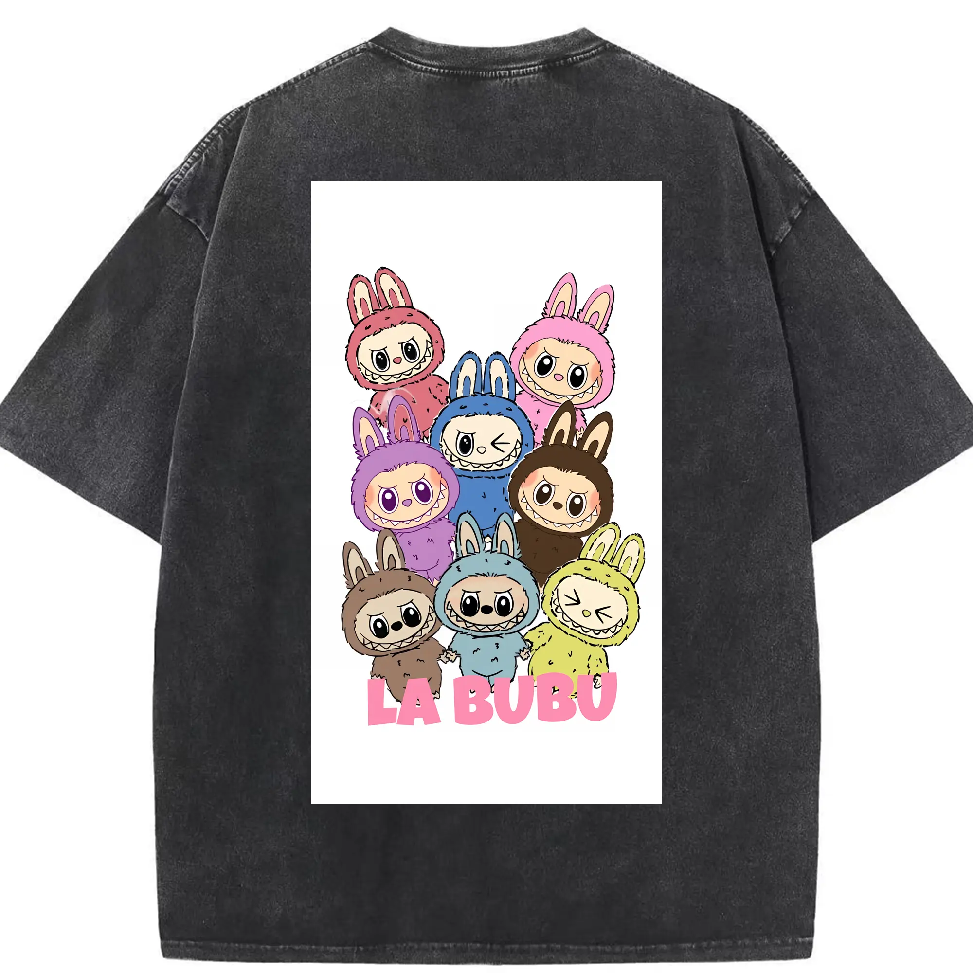 ラブブ グッズ ラブブ - 綿100％ ヴィンテージ風 半袖Tシャツ ・ 背面プリント ・ 柔らか肌触り ・ 通気性 快適 ・ スポーツ カジュアル 外出用