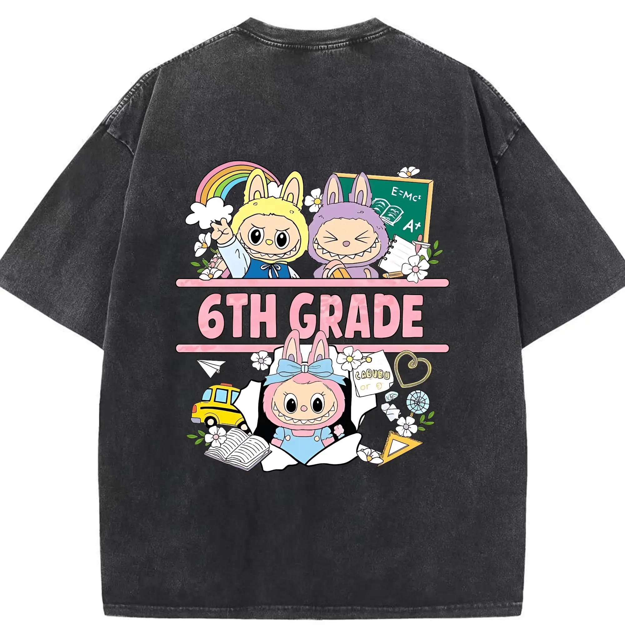 ラブブ グッズ ラブブ - 綿100％ ヴィンテージ風 半袖Tシャツ ・ 背面プリント ・ 柔らか肌触り ・ 通気性 快適 ・ スポーツ カジュアル 外出用