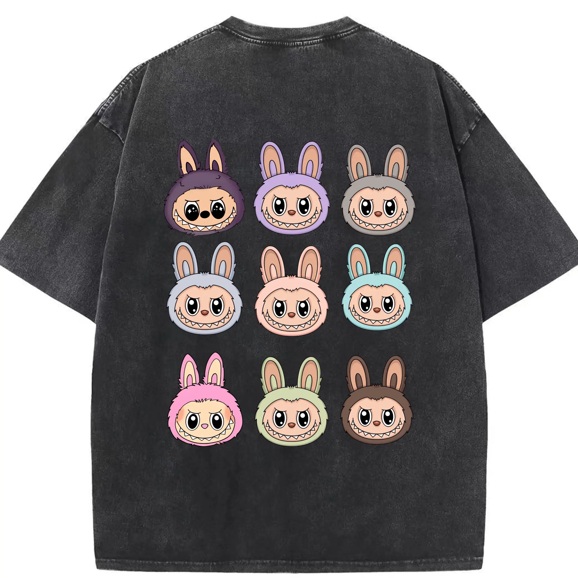 ラブブ グッズ ラブブ - 綿100％ ヴィンテージ風 半袖Tシャツ ・ 背面プリント ・ 柔らか肌触り ・ 通気性 快適 ・ スポーツ カジュアル 外出用