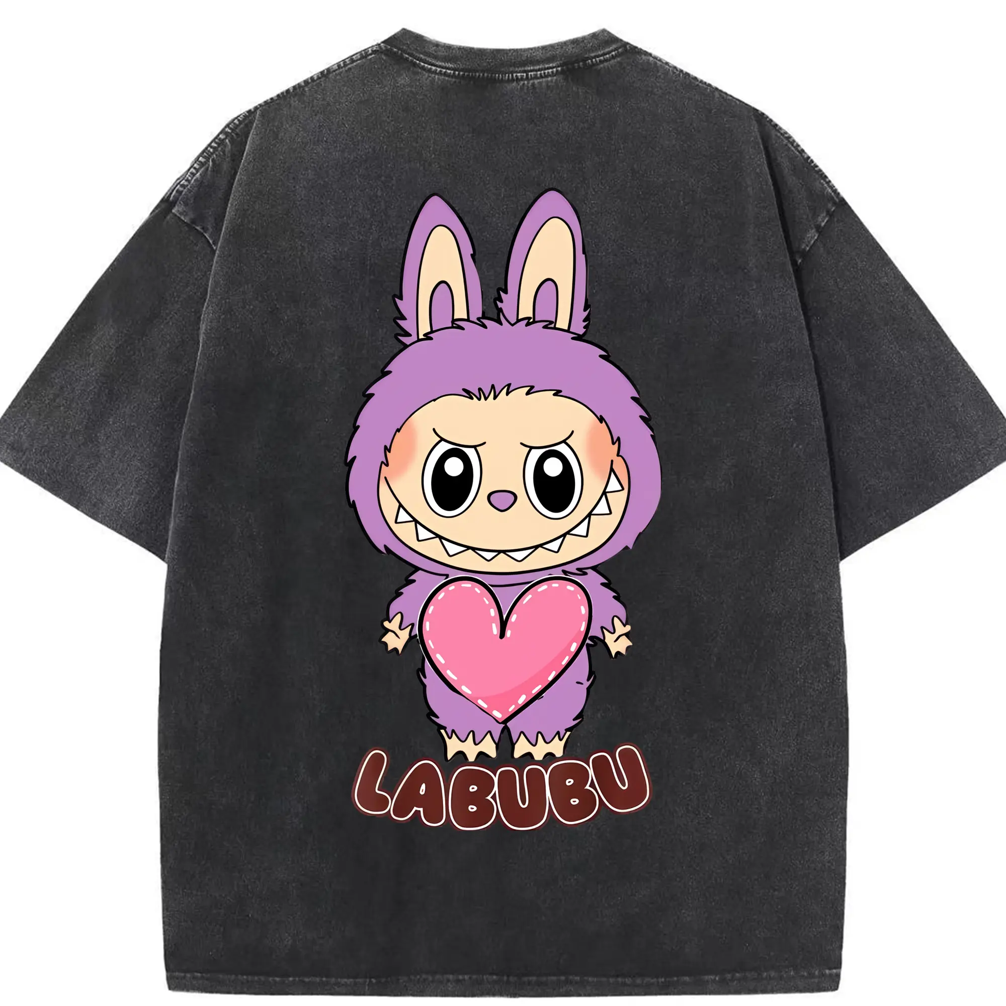 ラブブ グッズ ラブブ - 綿100％ ヴィンテージ風 半袖Tシャツ ・ 背面プリント ・ 柔らか肌触り ・ 通気性 快適 ・ スポーツ カジュアル 外出用