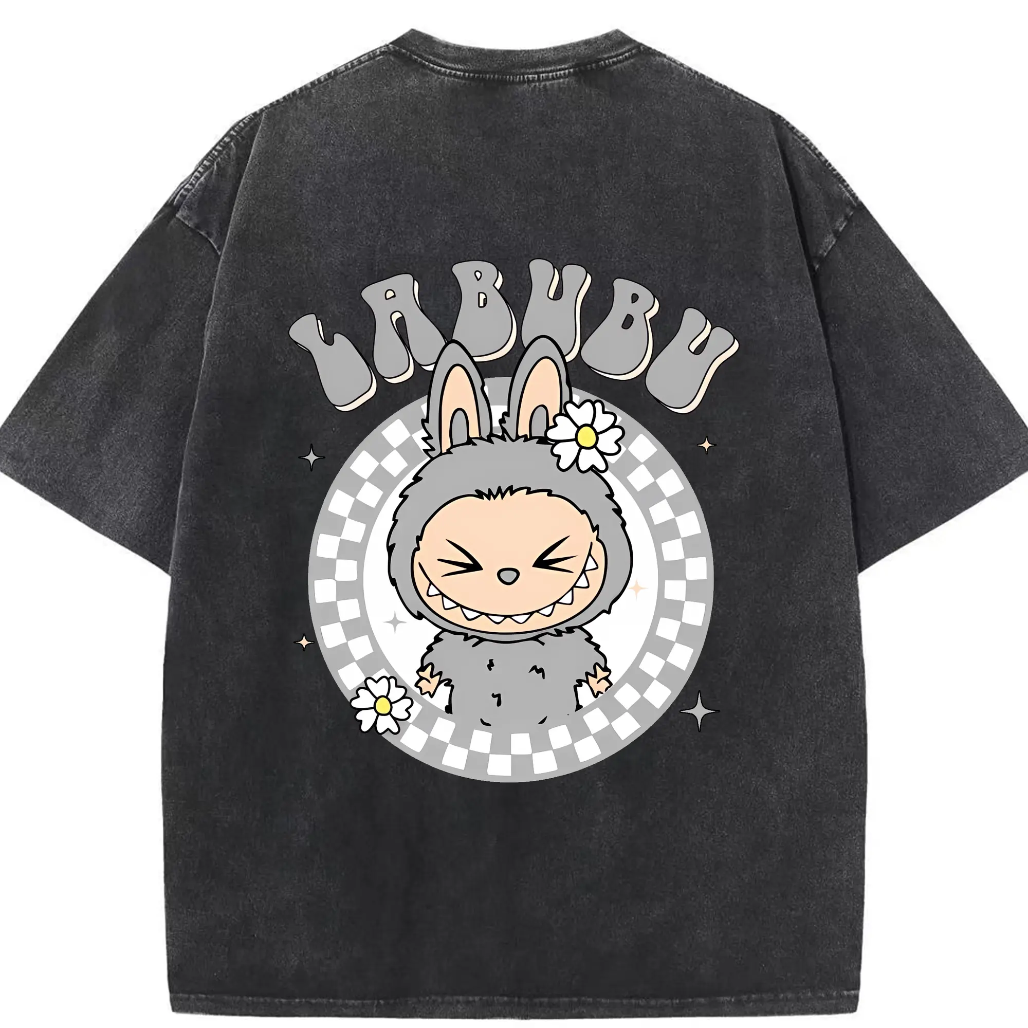 ラブブ グッズ ラブブ - 綿100％ ヴィンテージ風 半袖Tシャツ ・ 背面プリント ・ 柔らか肌触り ・ 通気性 快適 ・ スポーツ カジュアル 外出用