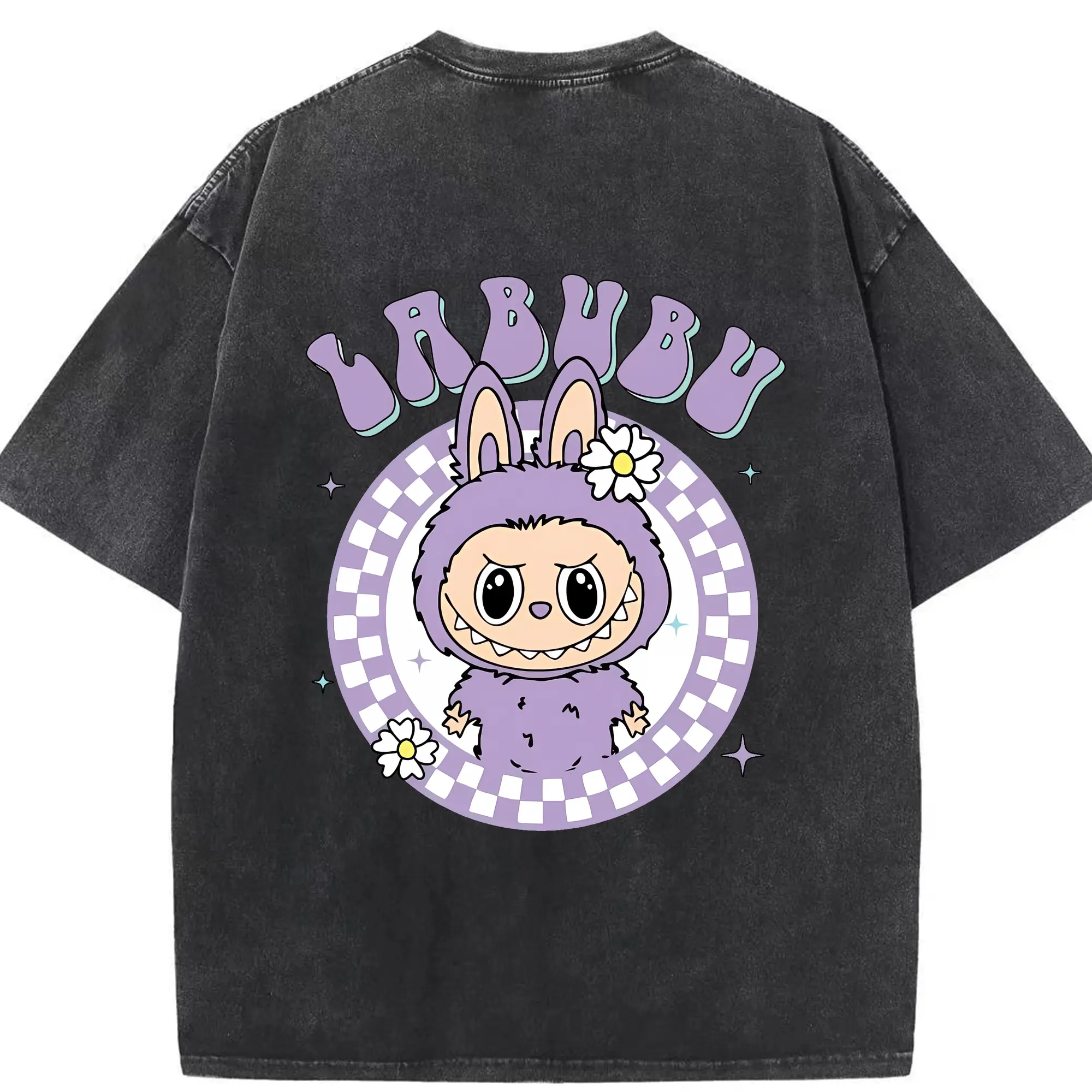 ラブブ グッズ ラブブ - 綿100％ ヴィンテージ風 半袖Tシャツ ・ 背面プリント ・ 柔らか肌触り ・ 通気性 快適 ・ スポーツ カジュアル 外出用