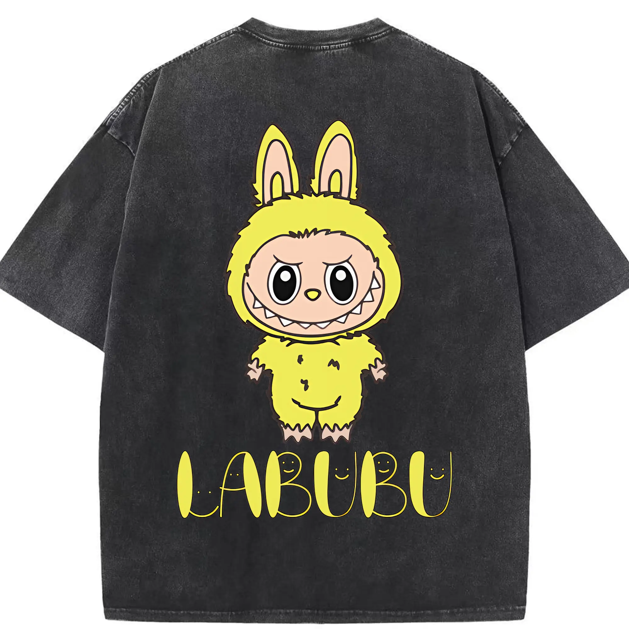 ラブブ グッズ ラブブ - 綿100％ ヴィンテージ風 半袖Tシャツ ・ 背面プリント ・ 柔らか肌触り ・ 通気性 快適 ・ スポーツ カジュアル 外出用