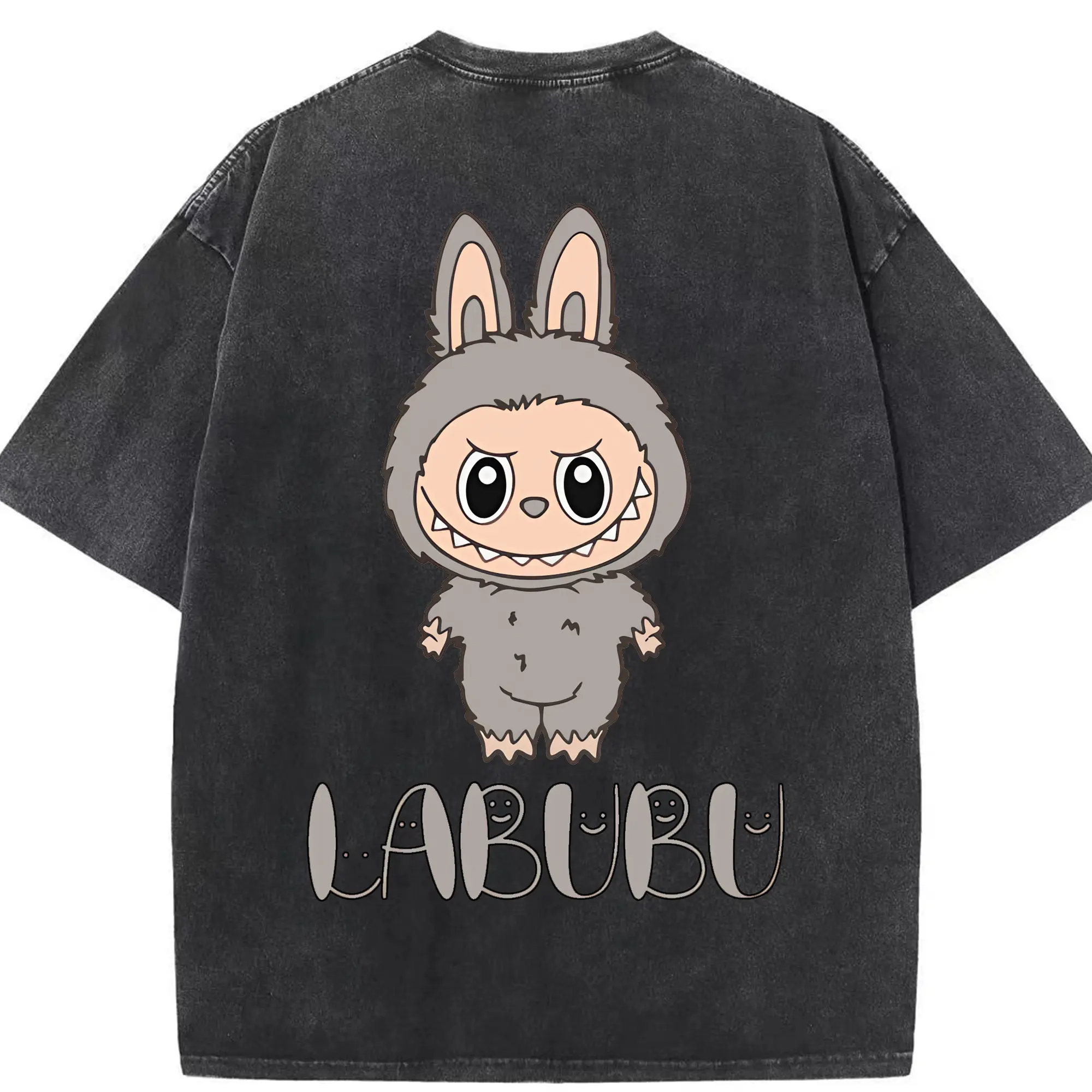 ラブブ グッズ ラブブ - 綿100％ ヴィンテージ風 半袖Tシャツ ・ 背面プリント ・ 柔らか肌触り ・ 通気性 快適 ・ スポーツ カジュアル 外出用