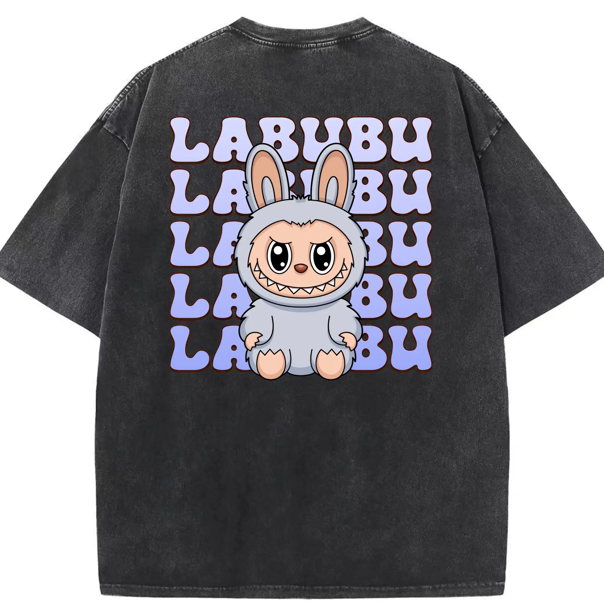 ラブブ グッズ ラブブ - 綿100％ ヴィンテージ風 半袖Tシャツ ・ 背面プリント ・ 柔らか肌触り ・ 通気性 快適 ・ スポーツ カジュアル 外出用
