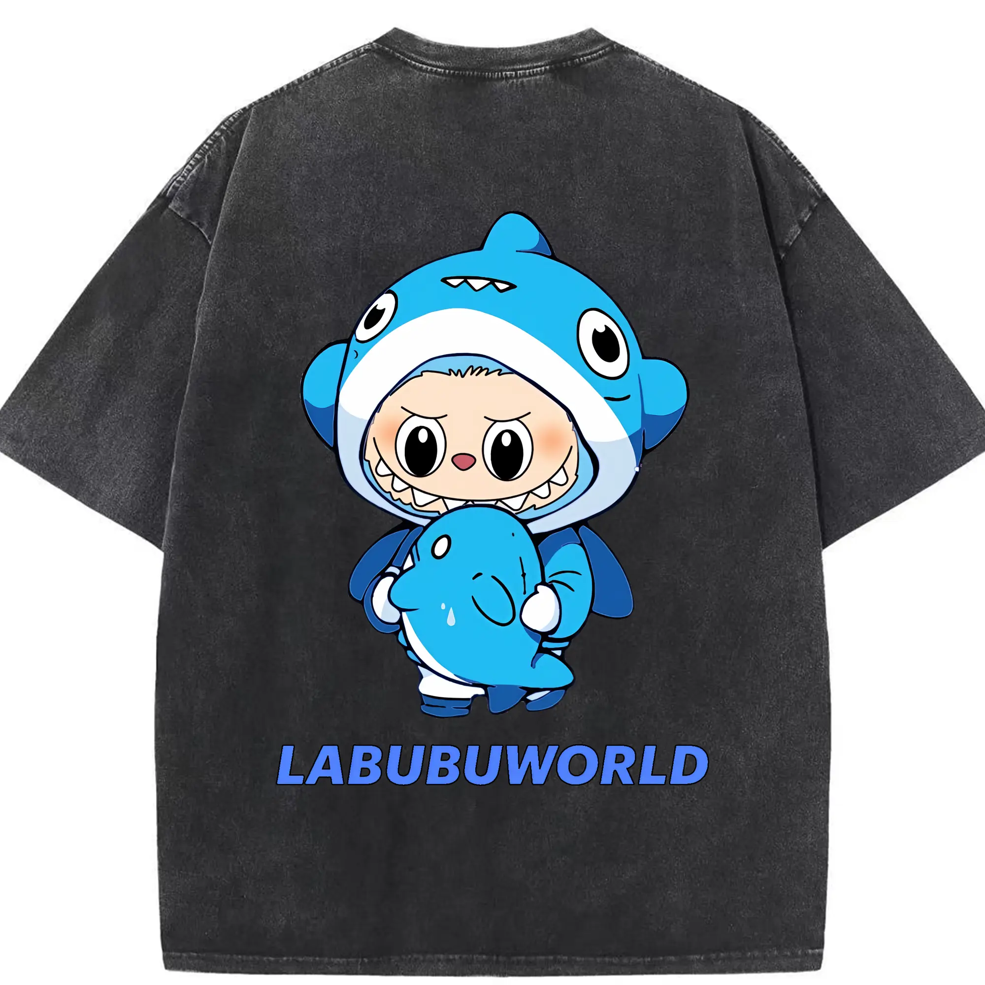 ラブブ グッズ ラブブ - 綿100％ ヴィンテージ風 半袖Tシャツ ・ 背面プリント ・ 柔らか肌触り ・ 通気性 快適 ・ スポーツ カジュアル 外出用