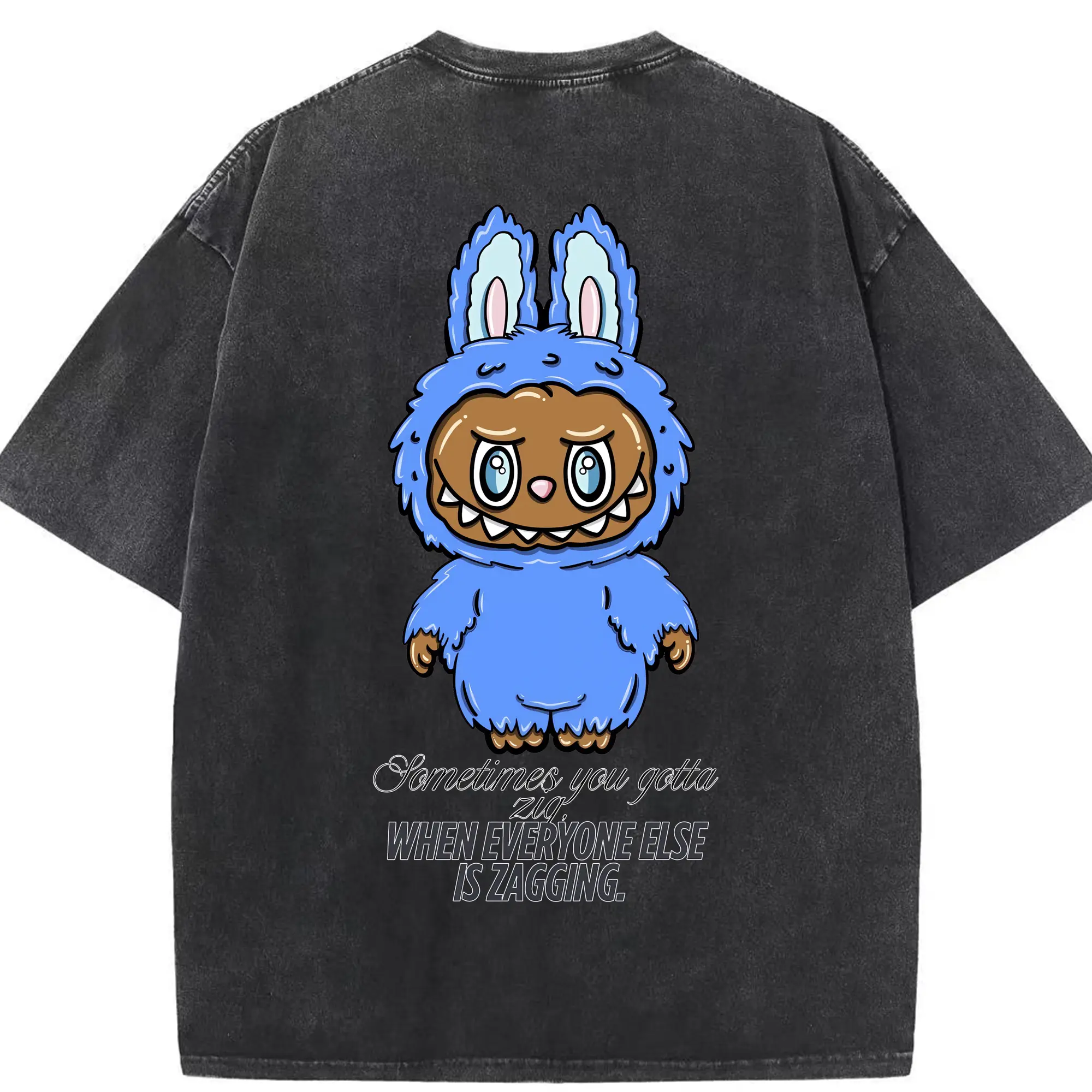 ラブブ グッズ ラブブ - 綿100％ ヴィンテージ風 半袖Tシャツ ・ 背面プリント ・ 柔らか肌触り ・ 通気性 快適 ・ スポーツ カジュアル 外出用