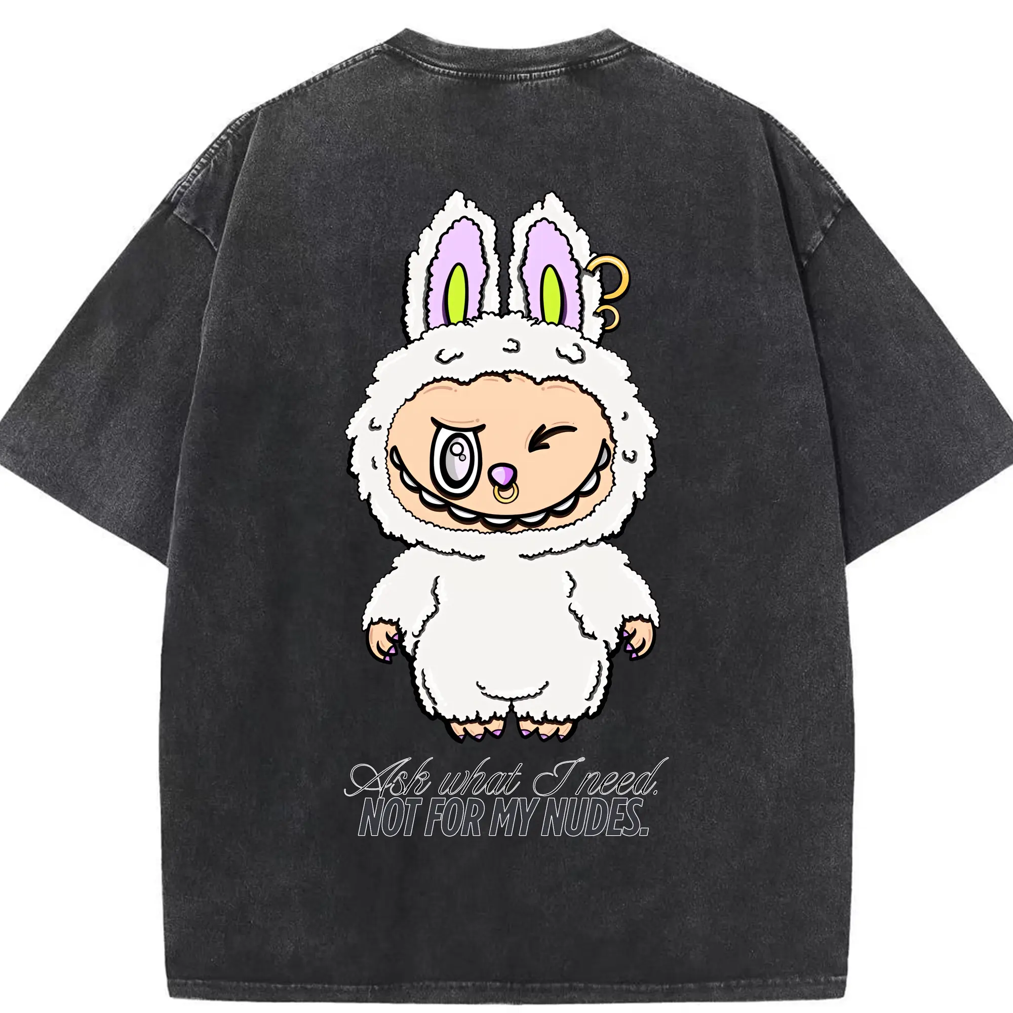 ラブブ グッズ ラブブ - 綿100％ ヴィンテージ風 半袖Tシャツ ・ 背面プリント ・ 柔らか肌触り ・ 通気性 快適 ・ スポーツ カジュアル 外出用