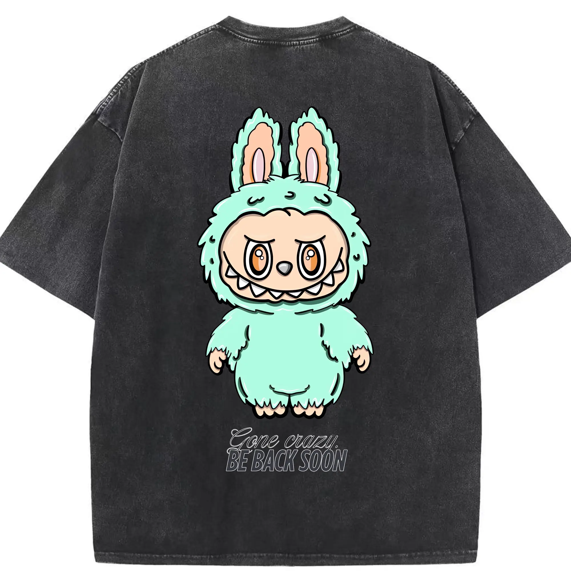 ラブブ グッズ ラブブ - 綿100％ ヴィンテージ風 半袖Tシャツ ・ 背面プリント ・ 柔らか肌触り ・ 通気性 快適 ・ スポーツ カジュアル 外出用