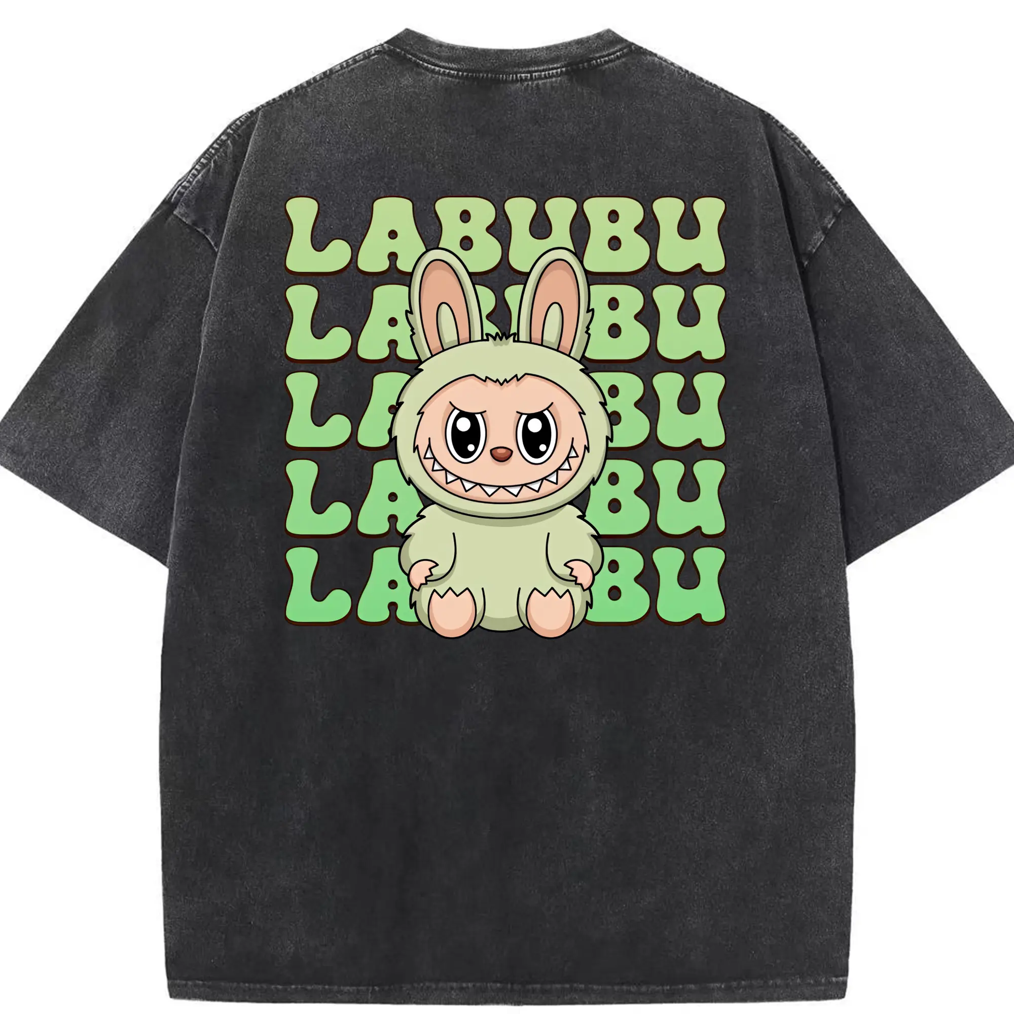 ラブブ グッズ ラブブ - 綿100％ ヴィンテージ風 半袖Tシャツ ・ 背面プリント ・ 柔らか肌触り ・ 通気性 快適 ・ スポーツ カジュアル 外出用