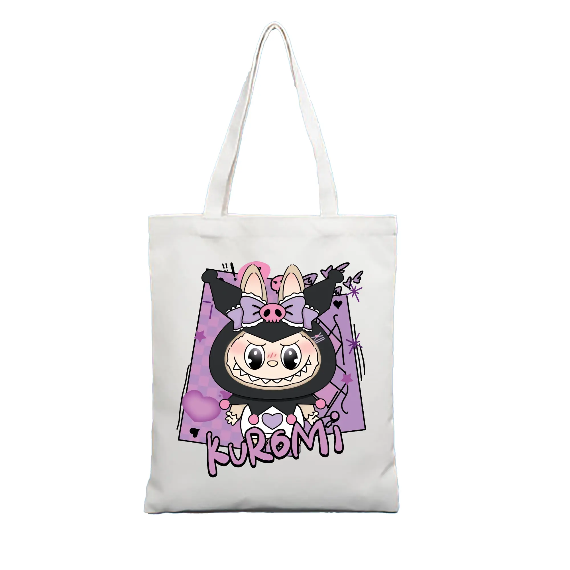 ラブブ グッズ ラブブ - 縦型キャンバス手提げバッグ（トートバッグ） ・ キャンバス素材 ・ ショッピング用 ・ 軽量 丈夫 お手入れ簡単