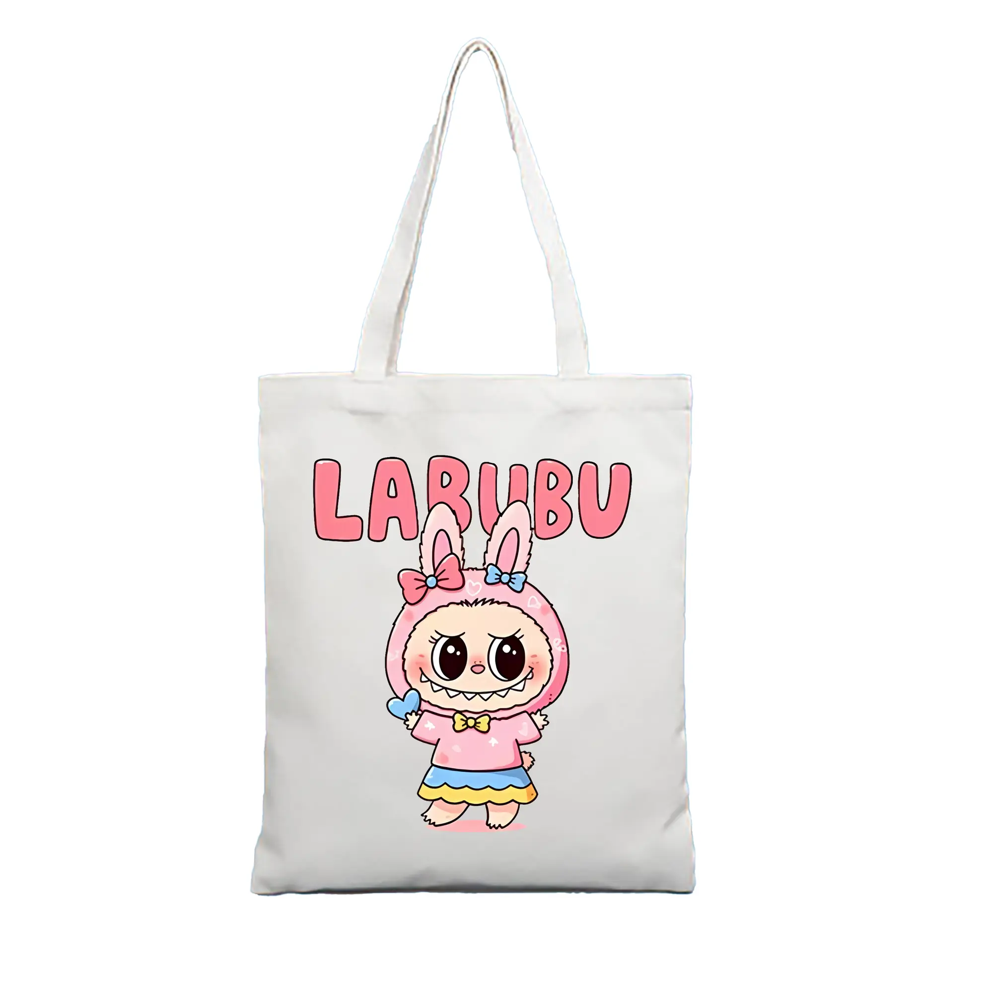 ラブブ グッズ ラブブ - 縦型キャンバス手提げバッグ（トートバッグ） ・ キャンバス素材 ・ ショッピング用 ・ 軽量 丈夫 お手入れ簡単
