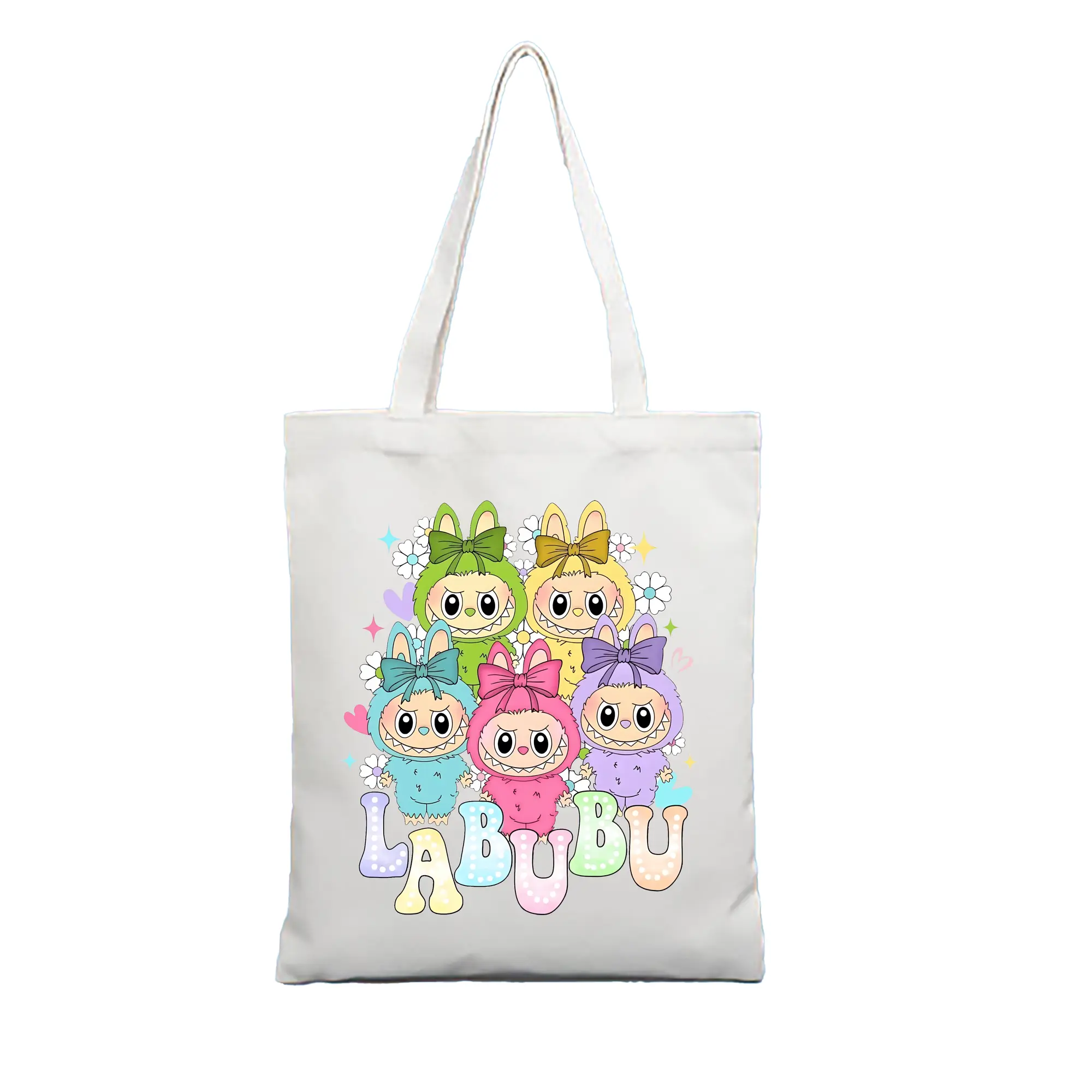 ラブブ グッズ ラブブ - 縦型キャンバス手提げバッグ（トートバッグ） ・ キャンバス素材 ・ ショッピング用 ・ 軽量 丈夫 お手入れ簡単