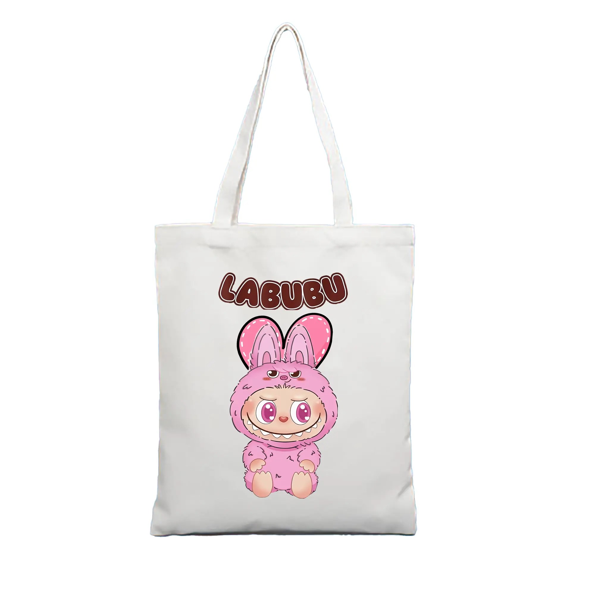 ラブブ グッズ ラブブ - 縦型キャンバス手提げバッグ（トートバッグ） ・ キャンバス素材 ・ ショッピング用 ・ 軽量 丈夫 お手入れ簡単