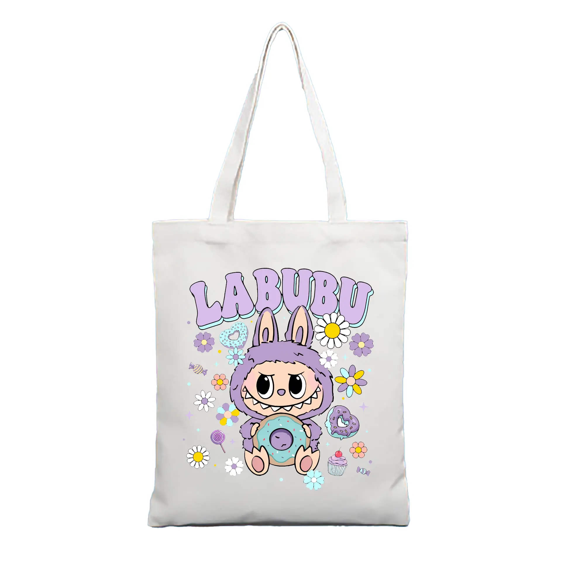 ラブブ グッズ ラブブ - 縦型キャンバス手提げバッグ（トートバッグ） ・ キャンバス素材 ・ ショッピング用 ・ 軽量 丈夫 お手入れ簡単