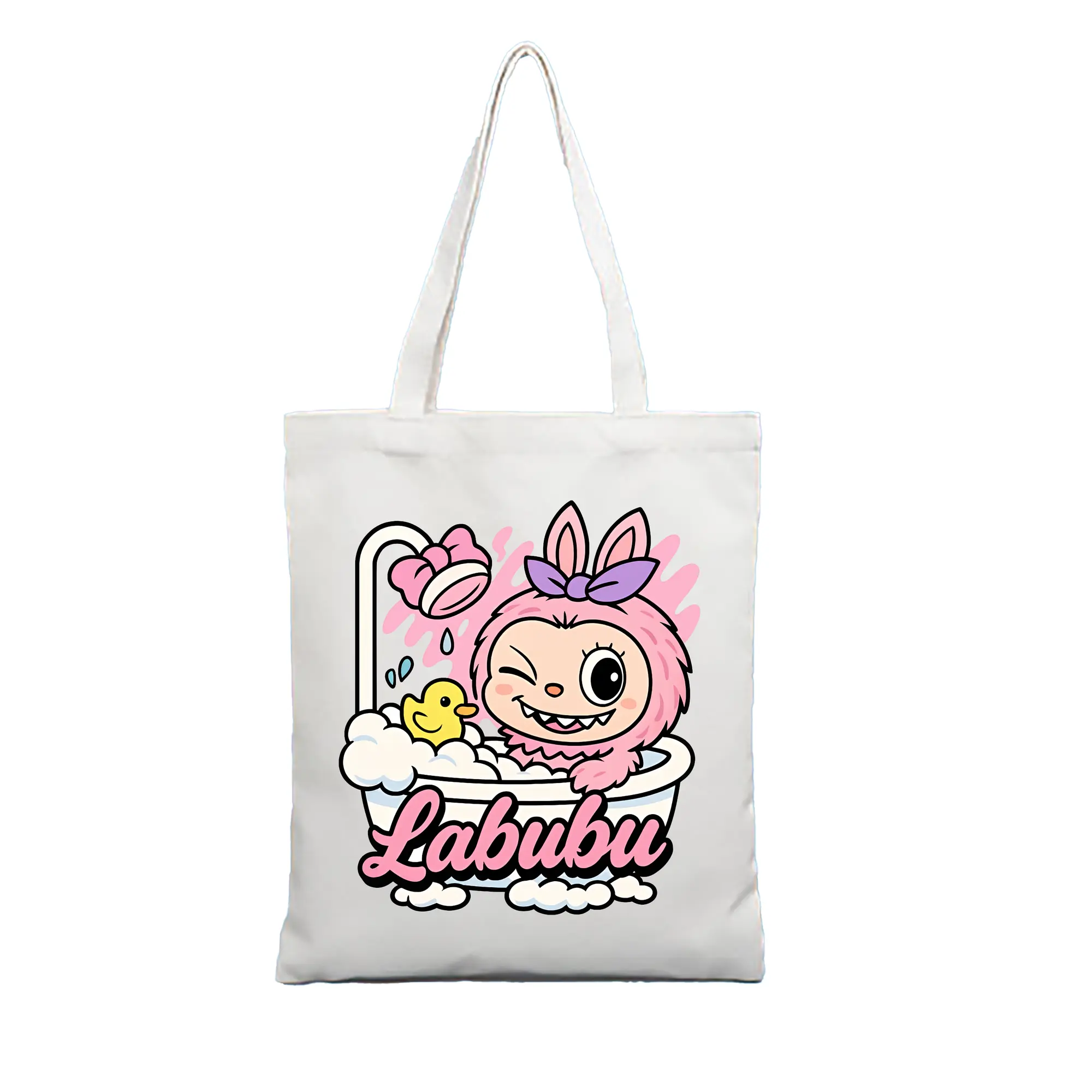 ラブブ グッズ ラブブ - 縦型キャンバス手提げバッグ（トートバッグ） ・ キャンバス素材 ・ ショッピング用 ・ 軽量 丈夫 お手入れ簡単