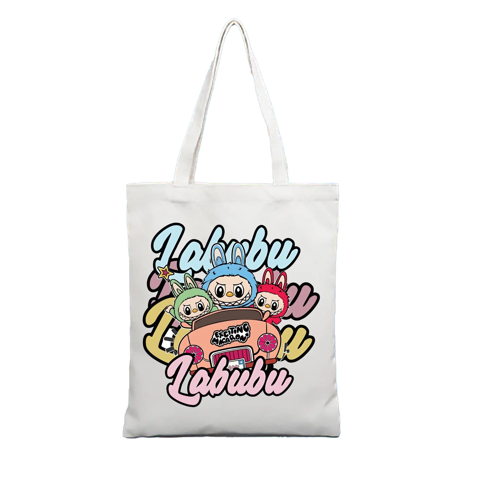 ラブブ グッズ ラブブ - 縦型キャンバス手提げバッグ（トートバッグ） ・ キャンバス素材 ・ ショッピング用 ・ 軽量 丈夫 お手入れ簡単