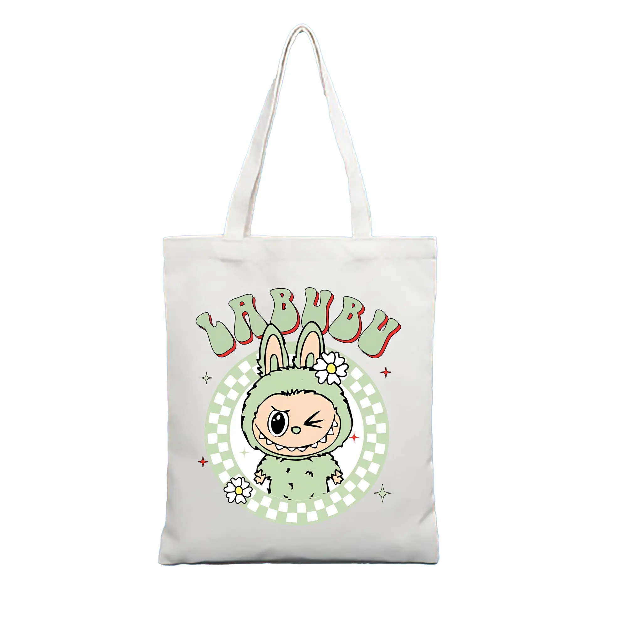 ラブブ グッズ ラブブ - 縦型キャンバス手提げバッグ（トートバッグ） ・ キャンバス素材 ・ ショッピング用 ・ 軽量 丈夫 お手入れ簡単