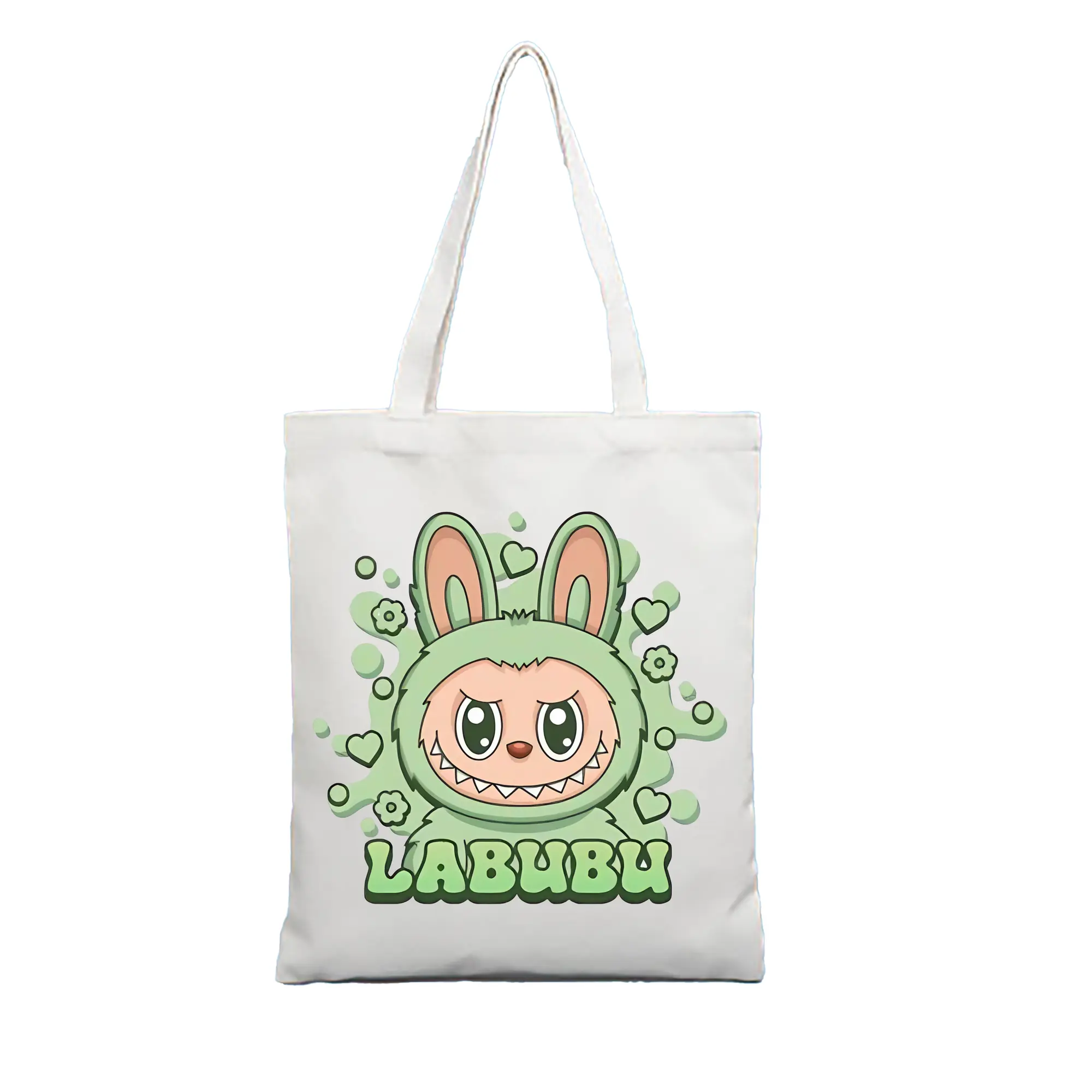 ラブブ グッズ ラブブ - 縦型キャンバス手提げバッグ（トートバッグ） ・ キャンバス素材 ・ ショッピング用 ・ 軽量 丈夫 お手入れ簡単