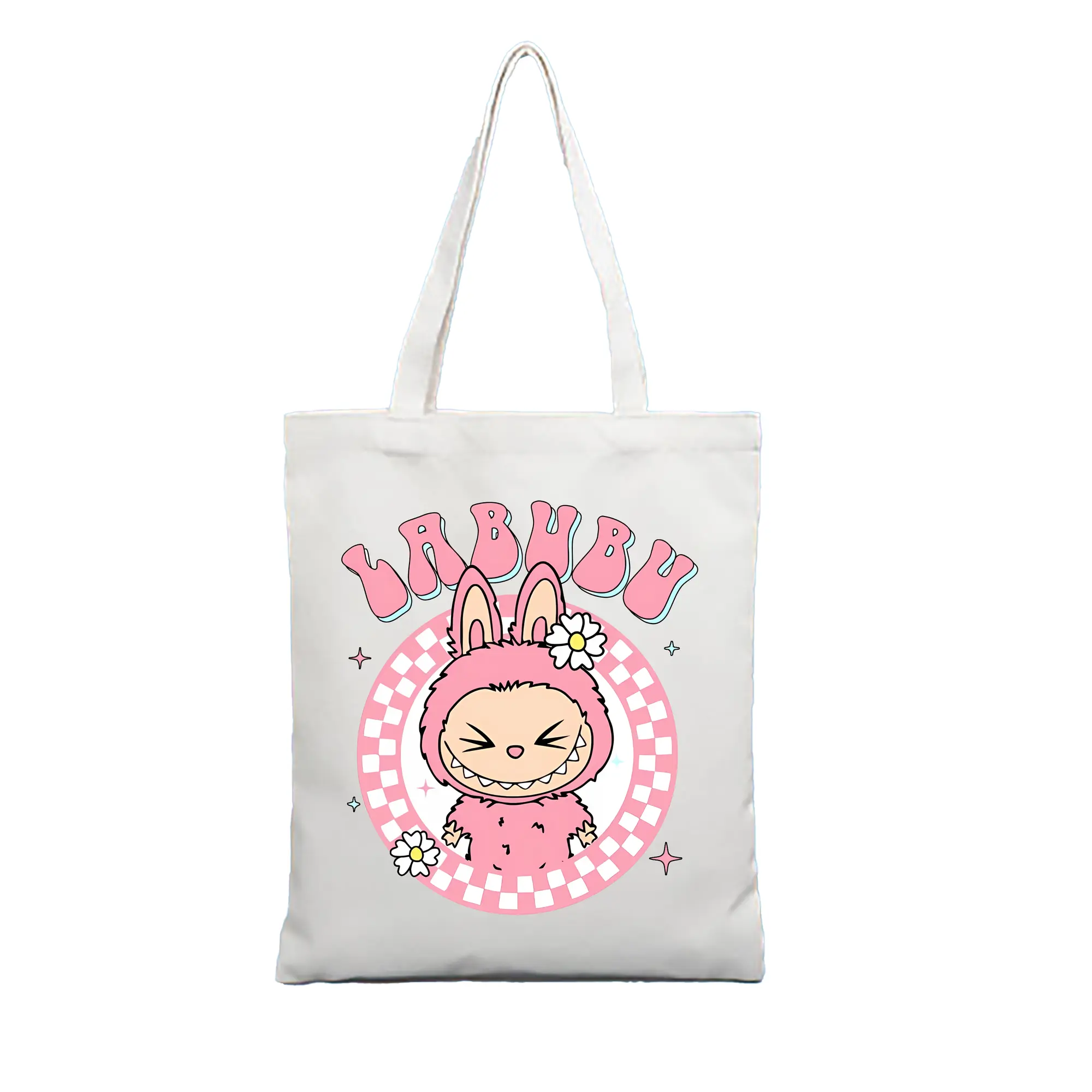 ラブブ グッズ ラブブ - 縦型キャンバス手提げバッグ（トートバッグ） ・ キャンバス素材 ・ ショッピング用 ・ 軽量 丈夫 お手入れ簡単