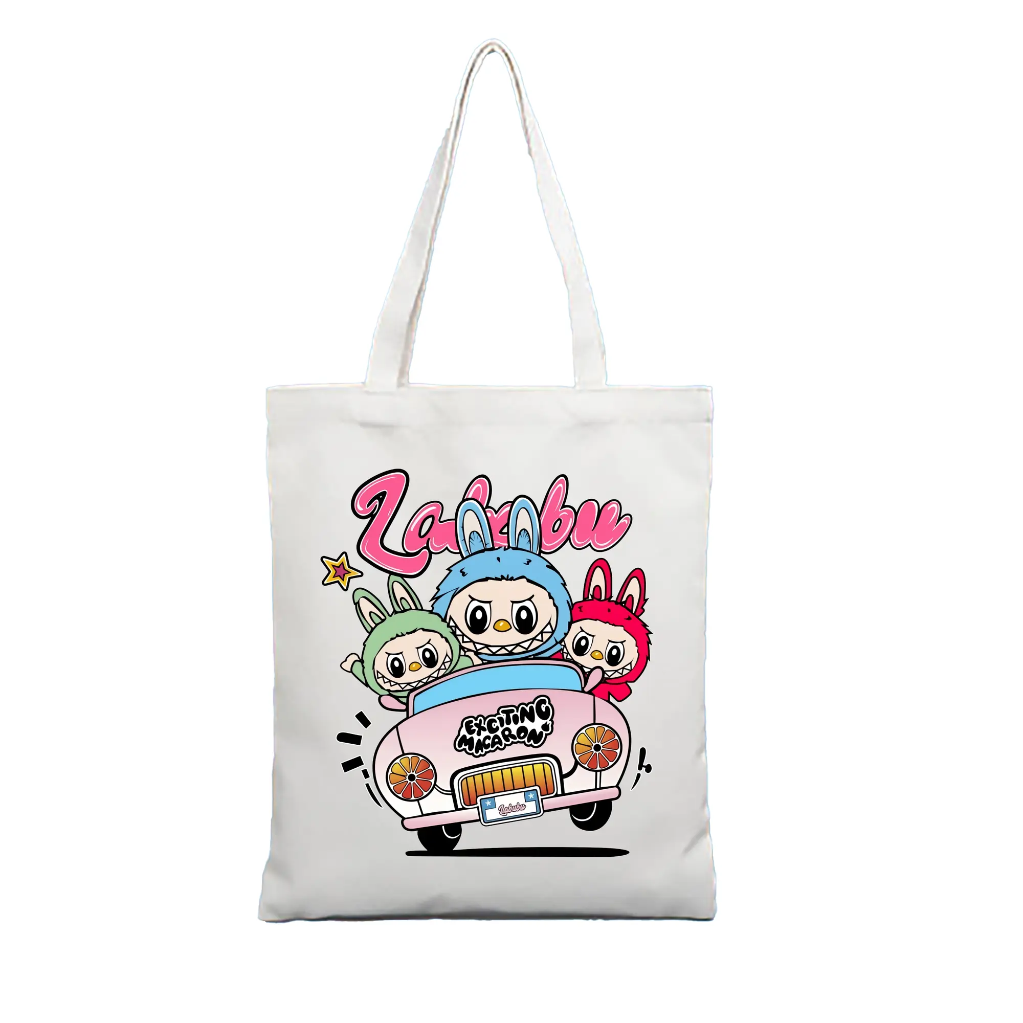 ラブブ グッズ ラブブ - 縦型キャンバス手提げバッグ（トートバッグ） ・ キャンバス素材 ・ ショッピング用 ・ 軽量 丈夫 お手入れ簡単