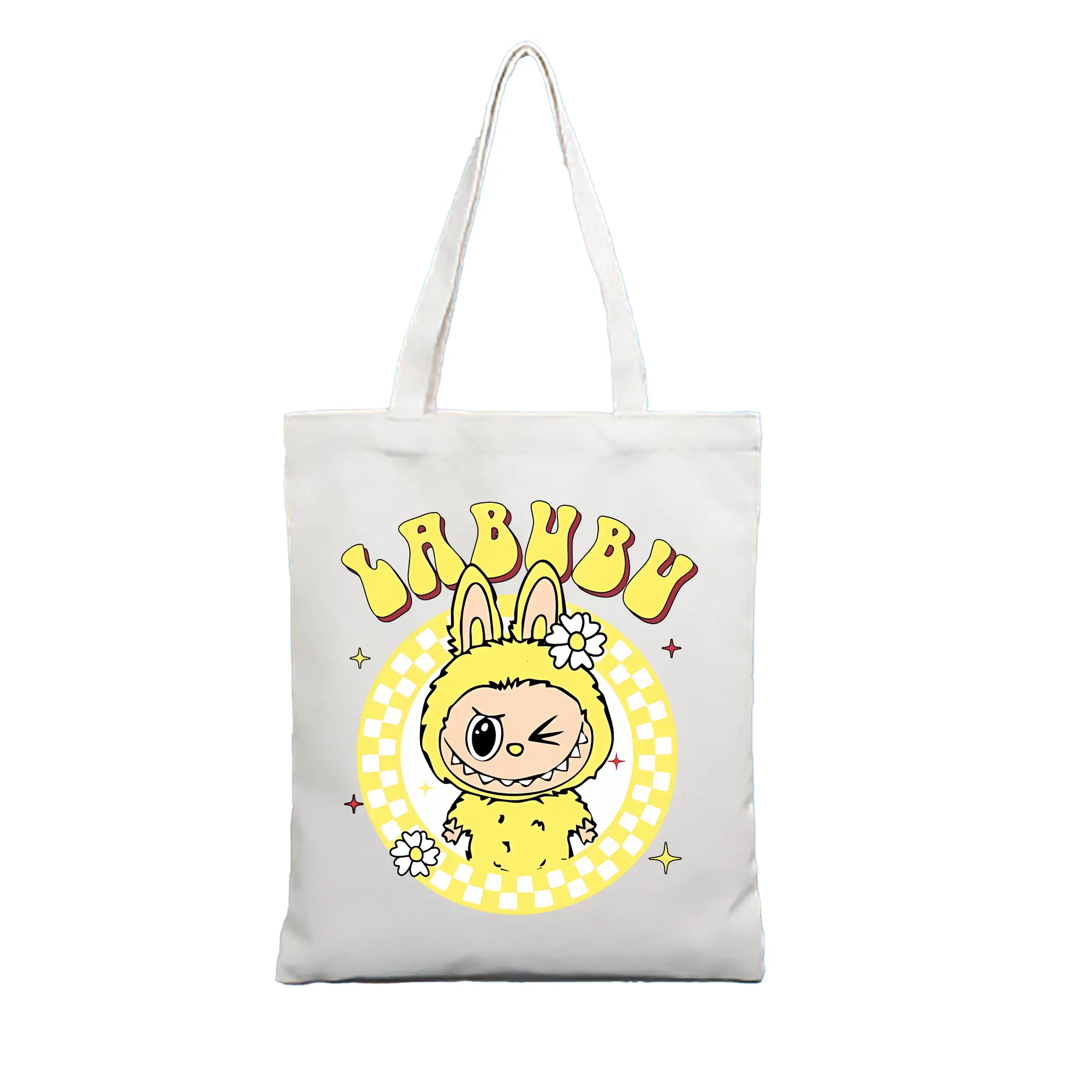 ラブブ グッズ ラブブ - 縦型キャンバス手提げバッグ（トートバッグ） ・ キャンバス素材 ・ ショッピング用 ・ 軽量 丈夫 お手入れ簡単