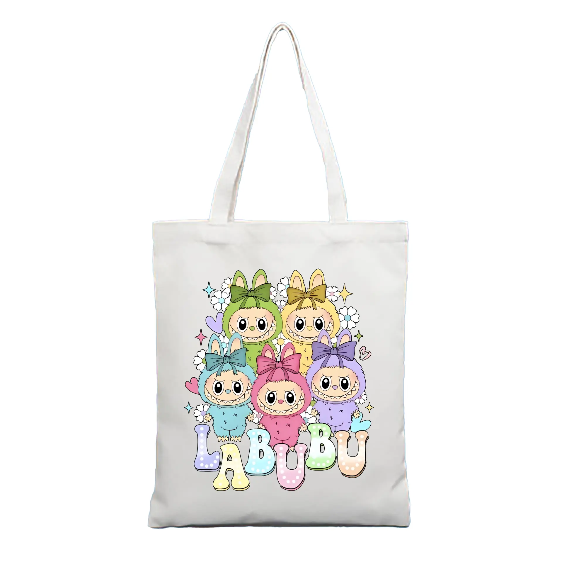 ラブブ グッズ ラブブ - 縦型キャンバス手提げバッグ（トートバッグ） ・ キャンバス素材 ・ ショッピング用 ・ 軽量 丈夫 お手入れ簡単